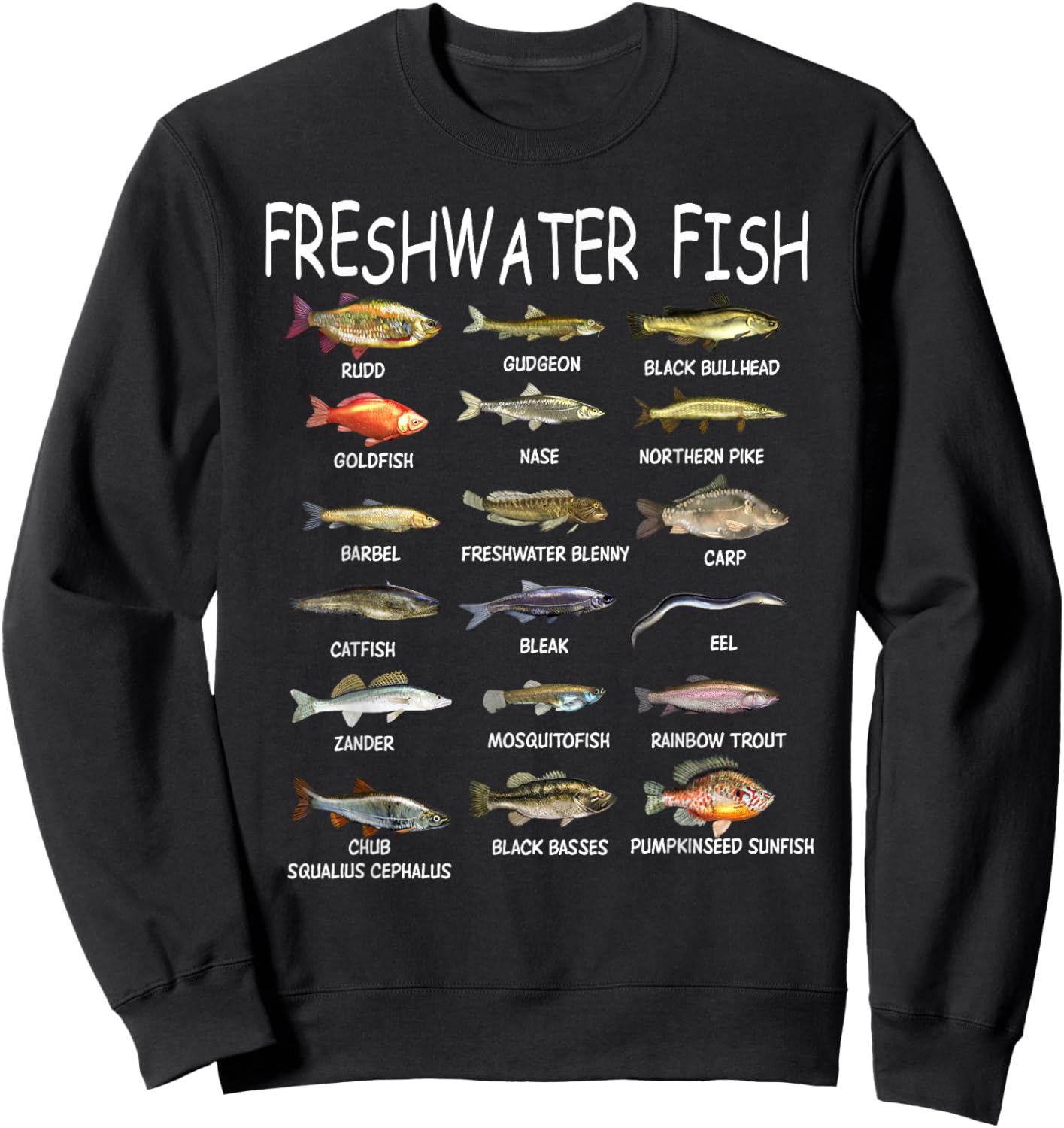 Fish Species Biology Types Of Freshwater Fish Fishing Sweatshirt - Sweatshirt | Black