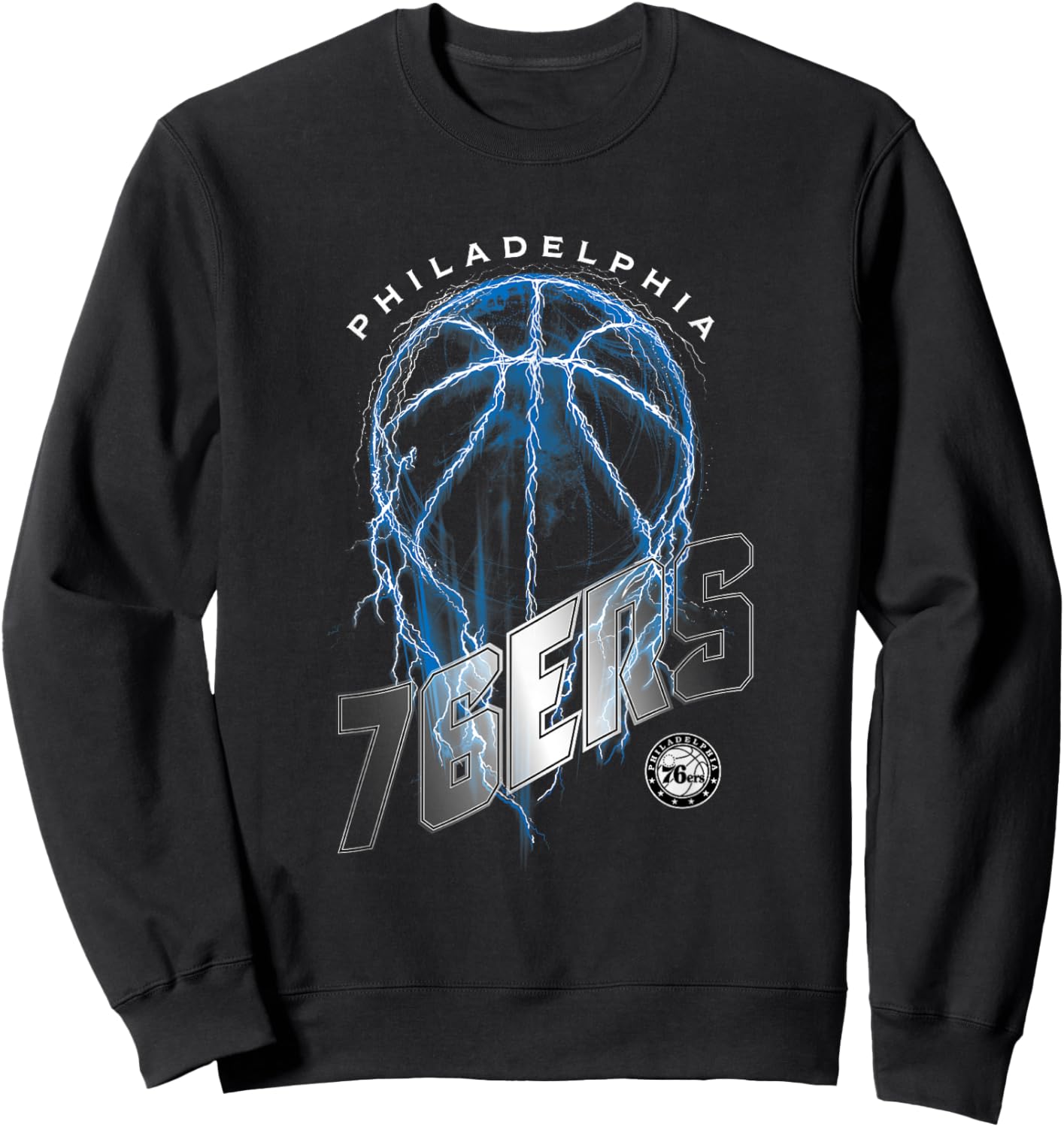 NBA Philadelphia 76ers Lightning Bolt Basketball Logo Sweatshirt - Sweatshirt | Black