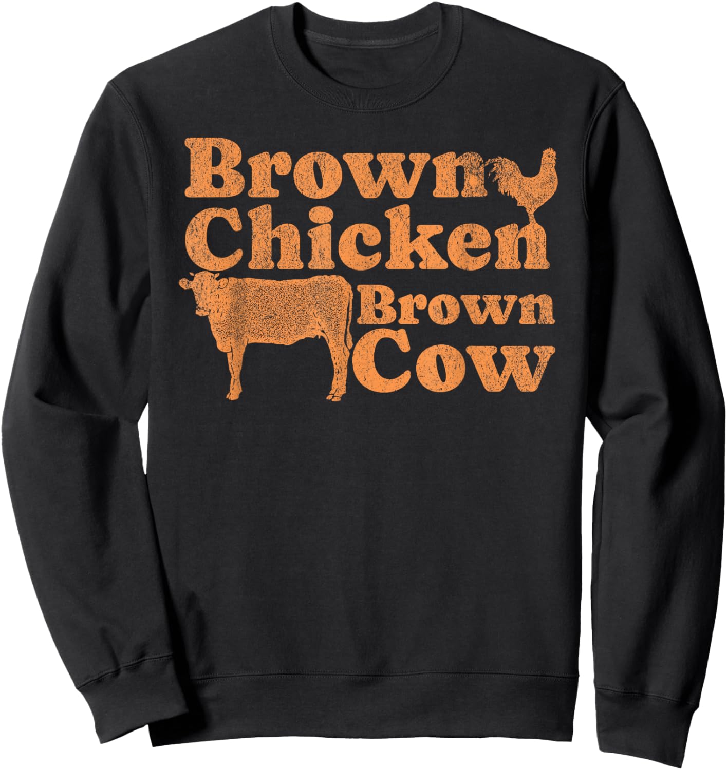 1970s Music Bow Chicka Wow Wow Joke Brown Chicken Brown Cow Sweatshirt - Sweatshirt | Black