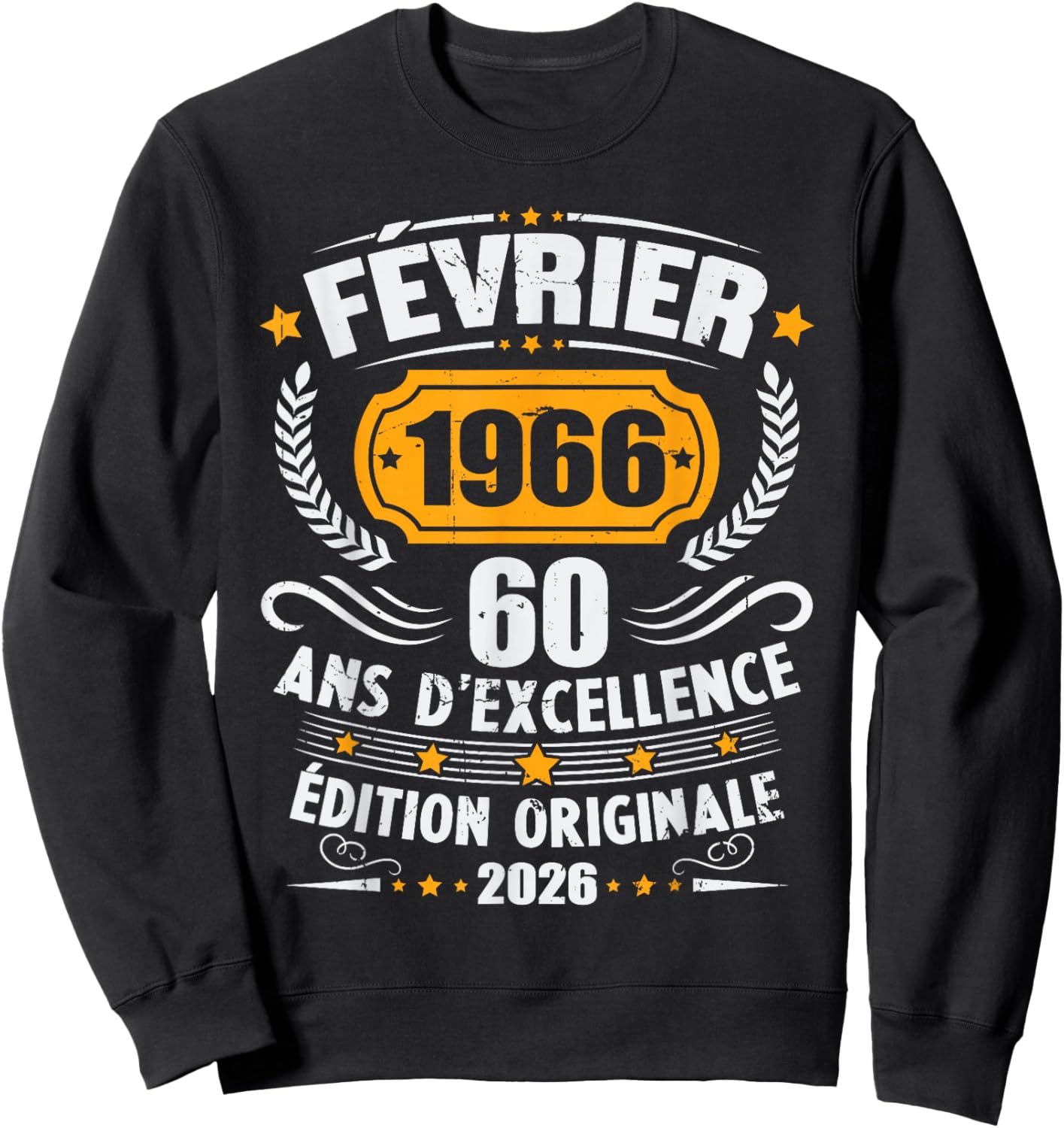 Vintage February 1966 60th Birthday Gift Man Woman Sweatshirt - Sweatshirt | Black
