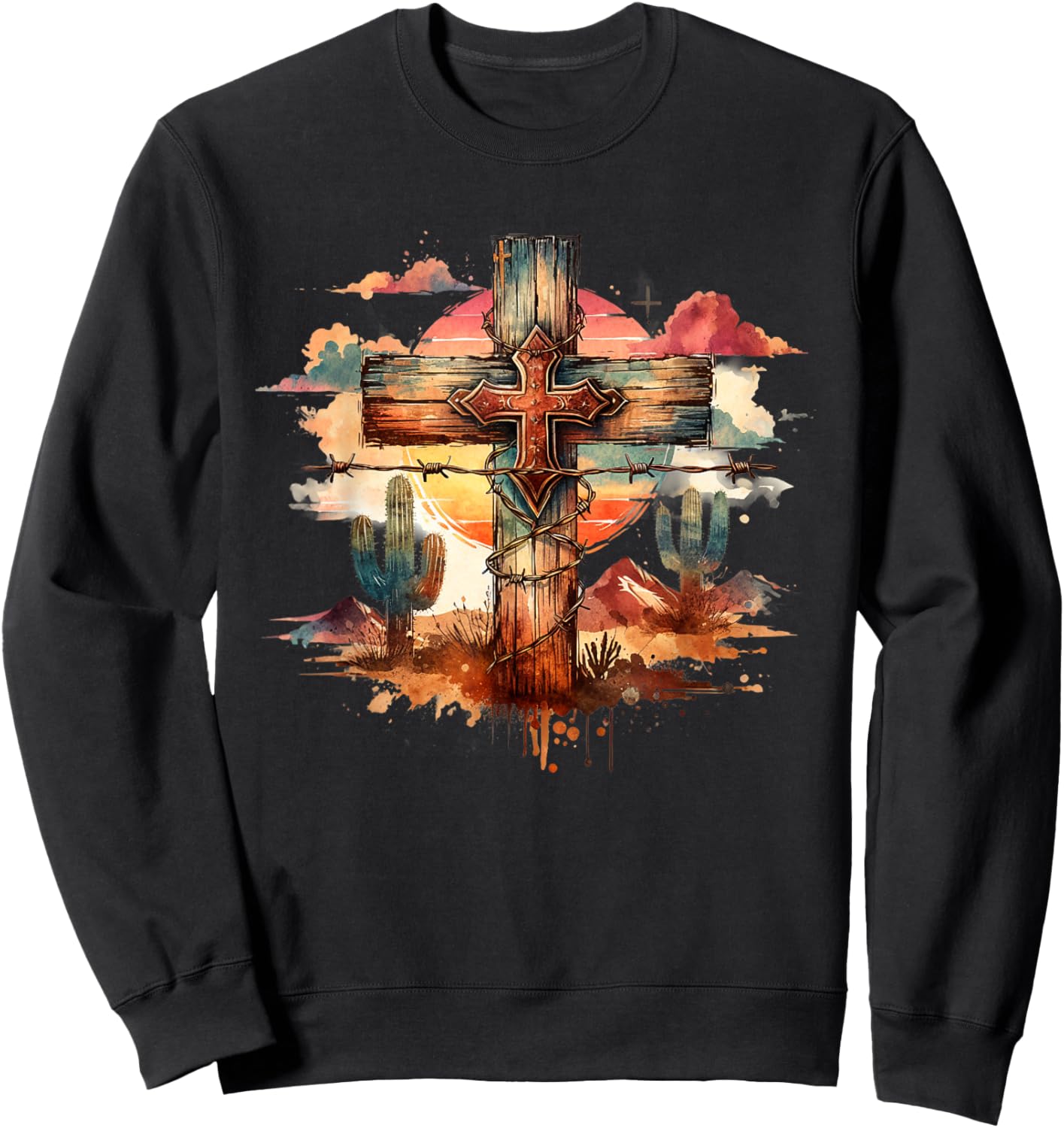 Southwest Cross Christian Desert Bible Faith Desert Arizona Sweatshirt - Sweatshirt | Black
