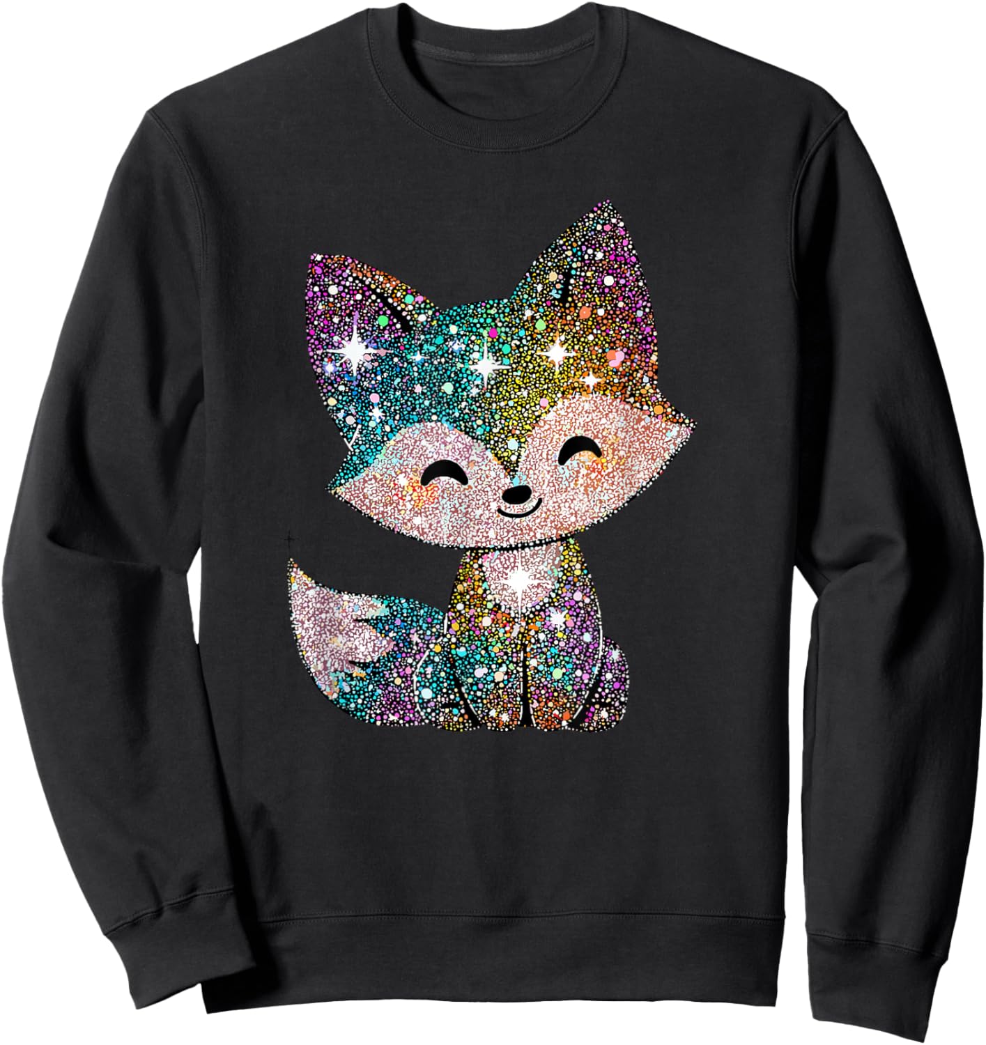 Cute Colorful Fox Kawaii Rainbow Animal Lover Sweatshirt - Sweatshirt | Black