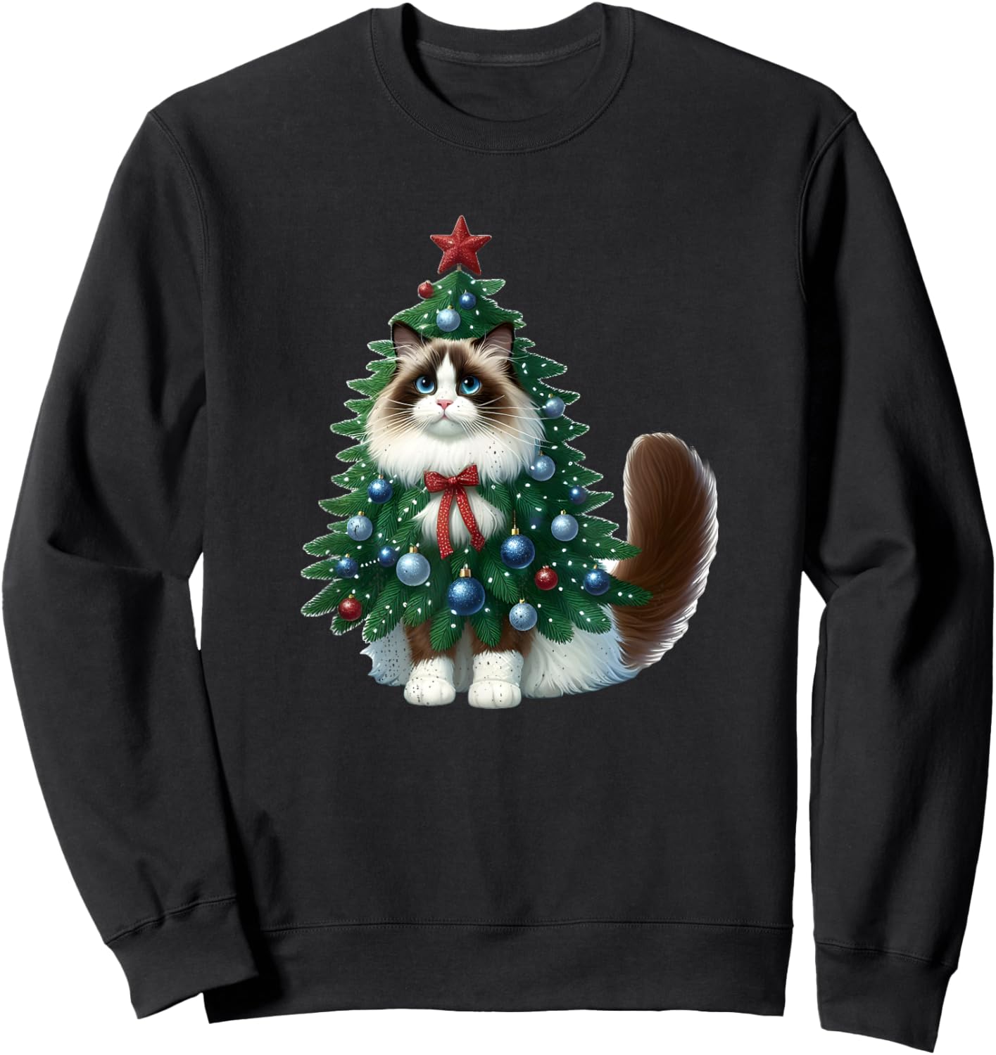 Ragdoll Cat Christmas Tree Costume Sweatshirt - Sweatshirt | Black