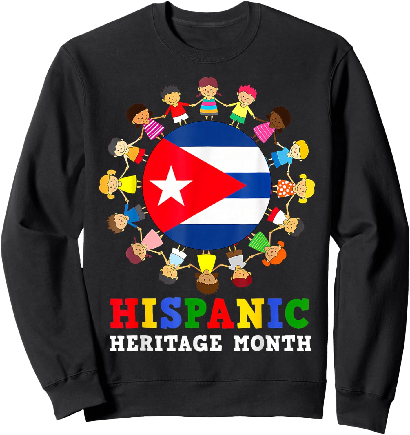 Cuban Flag Hispanic Heritage Cuba Boy Girl Kids Sweatshirt - Sweatshirt | Black
