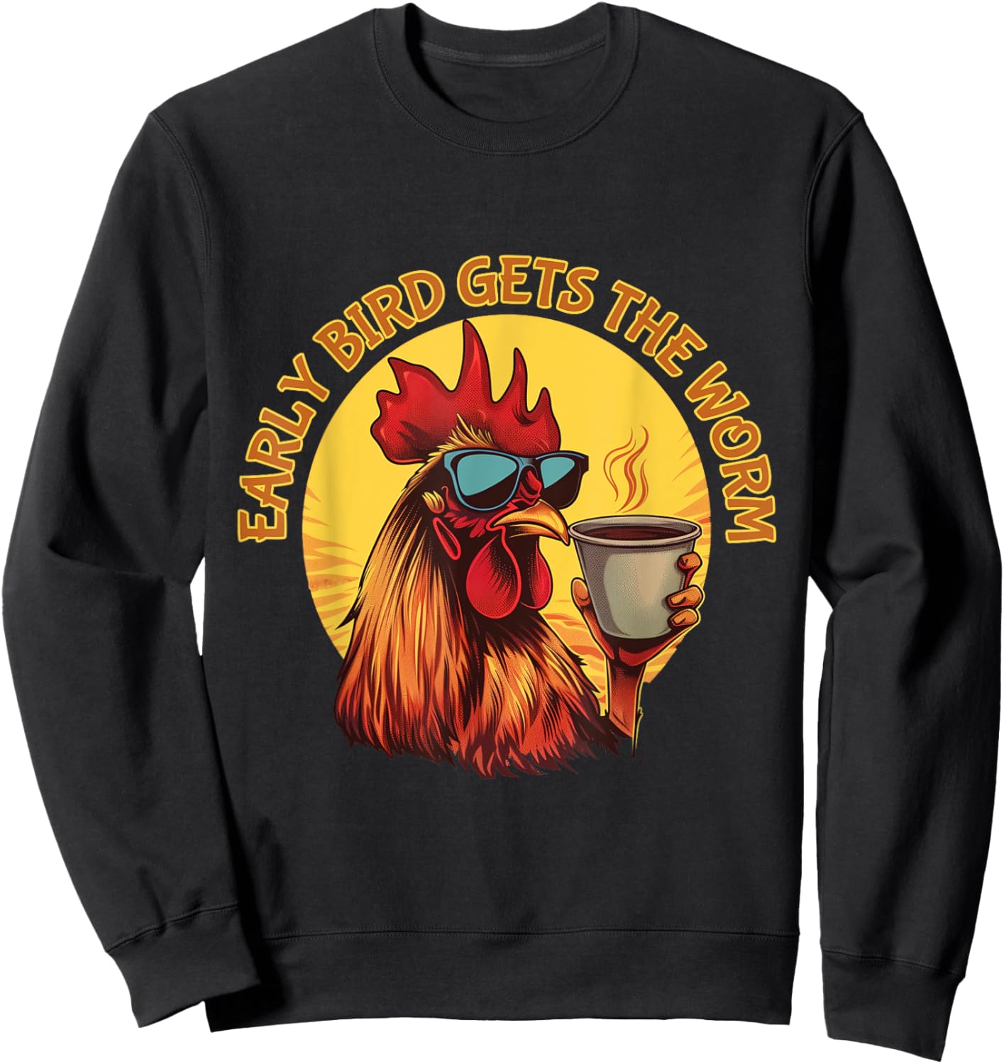 Funny Early Bird Morning Coffee Hustler Sweatshirt - Sweatshirt | Black
