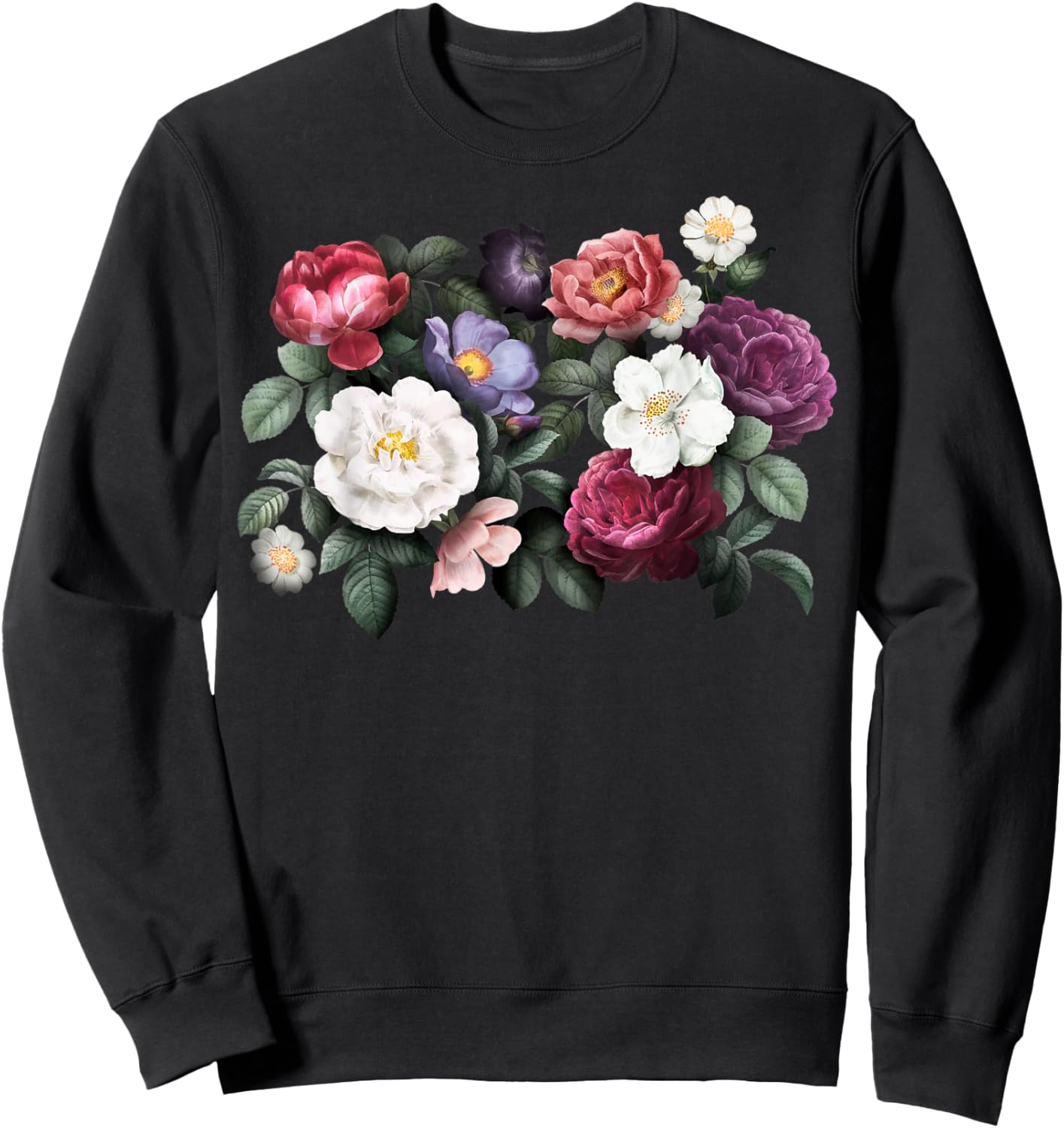 Vintage Flowers Bouquet Floral Garden Lover Botanical Plants Sweatshirt - Sweatshirt | Black