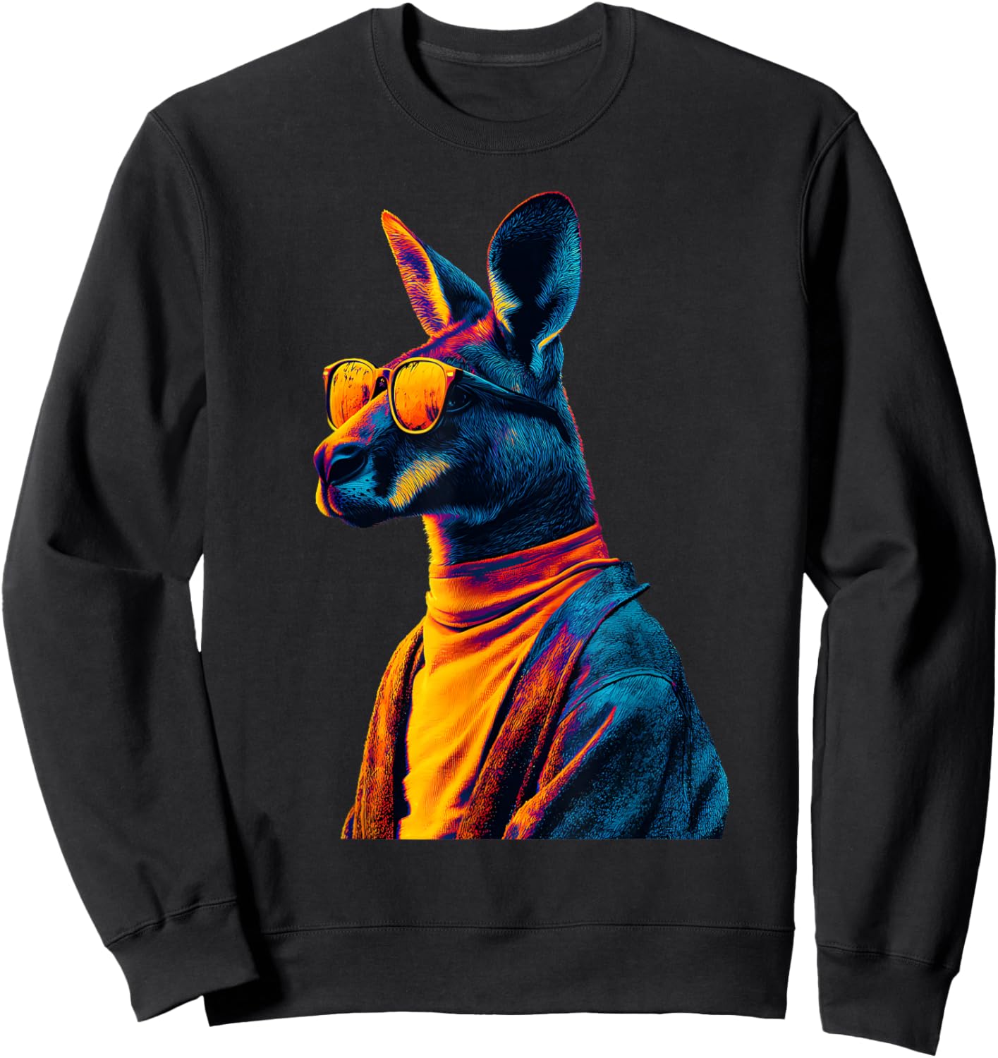 Australian Kangaroo Animal Art Portrait Wallaby Lover Sweatshirt - Sweatshirt | Black