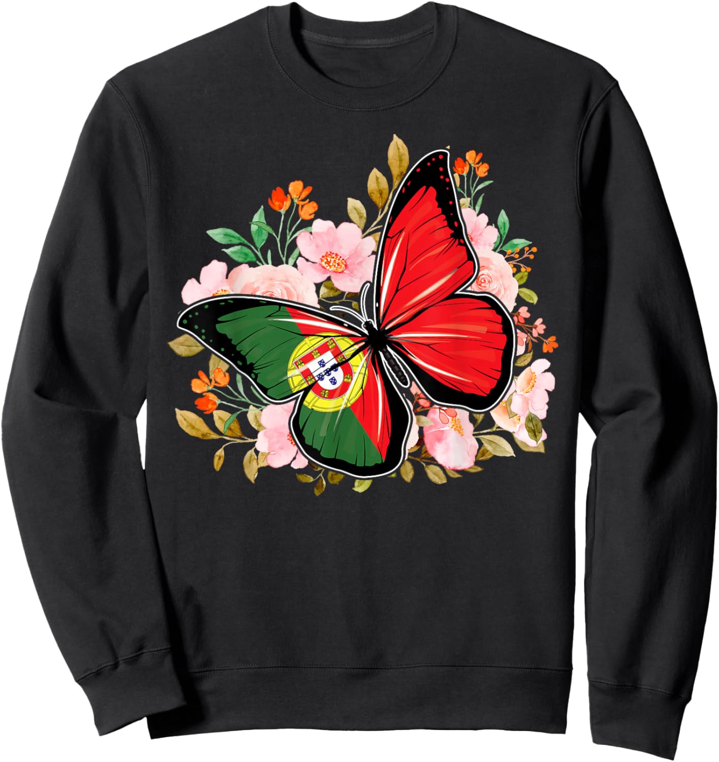 Portugiesischer Schmetterling Portugal Pride Damen Kinder Sweatshirt - Sweatshirt | Black