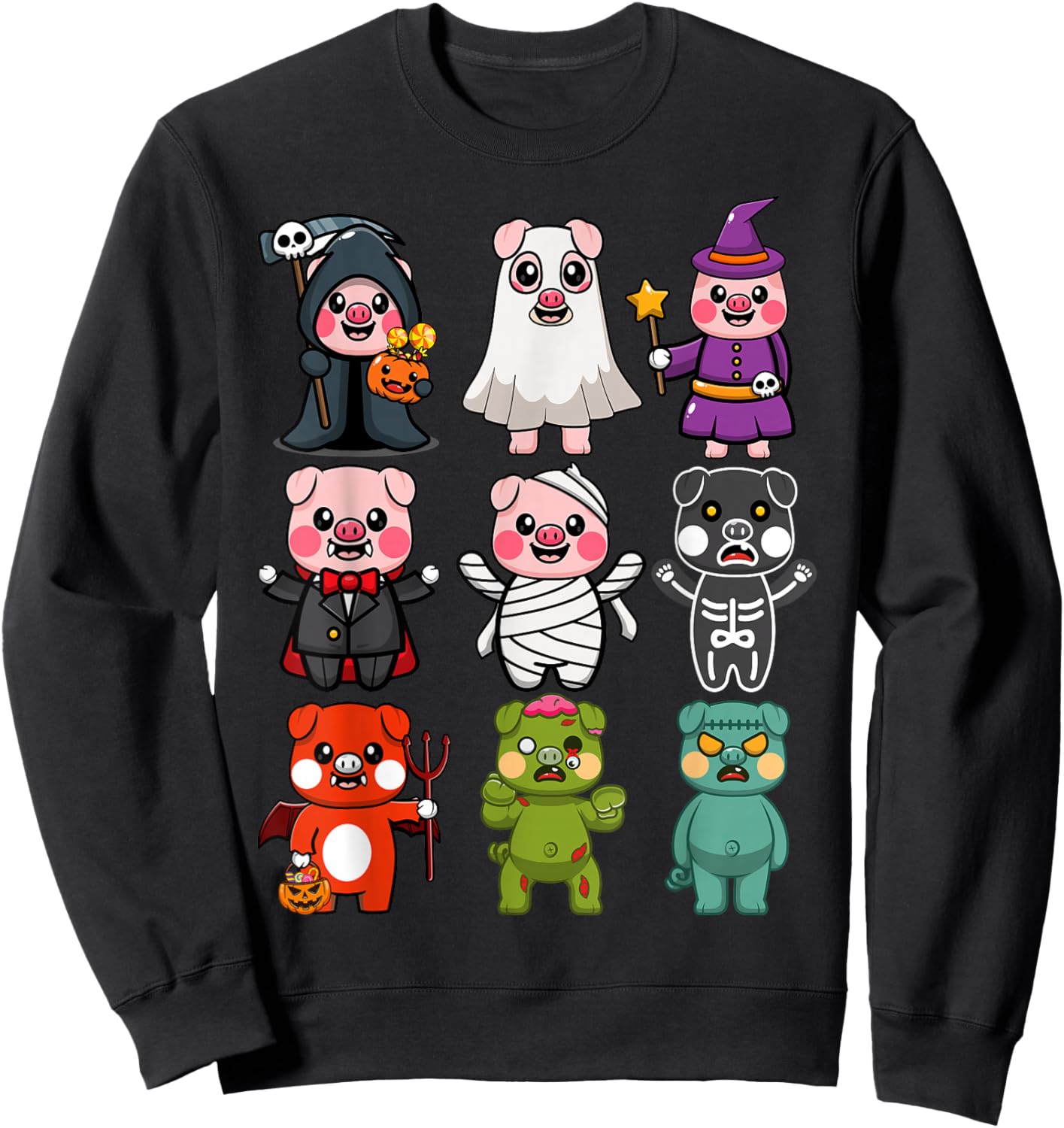 Pig Spooky Ghost Witch Boo-jee Horror Pumpkin Pig Halloween Sweatshirt - Sweatshirt | Black
