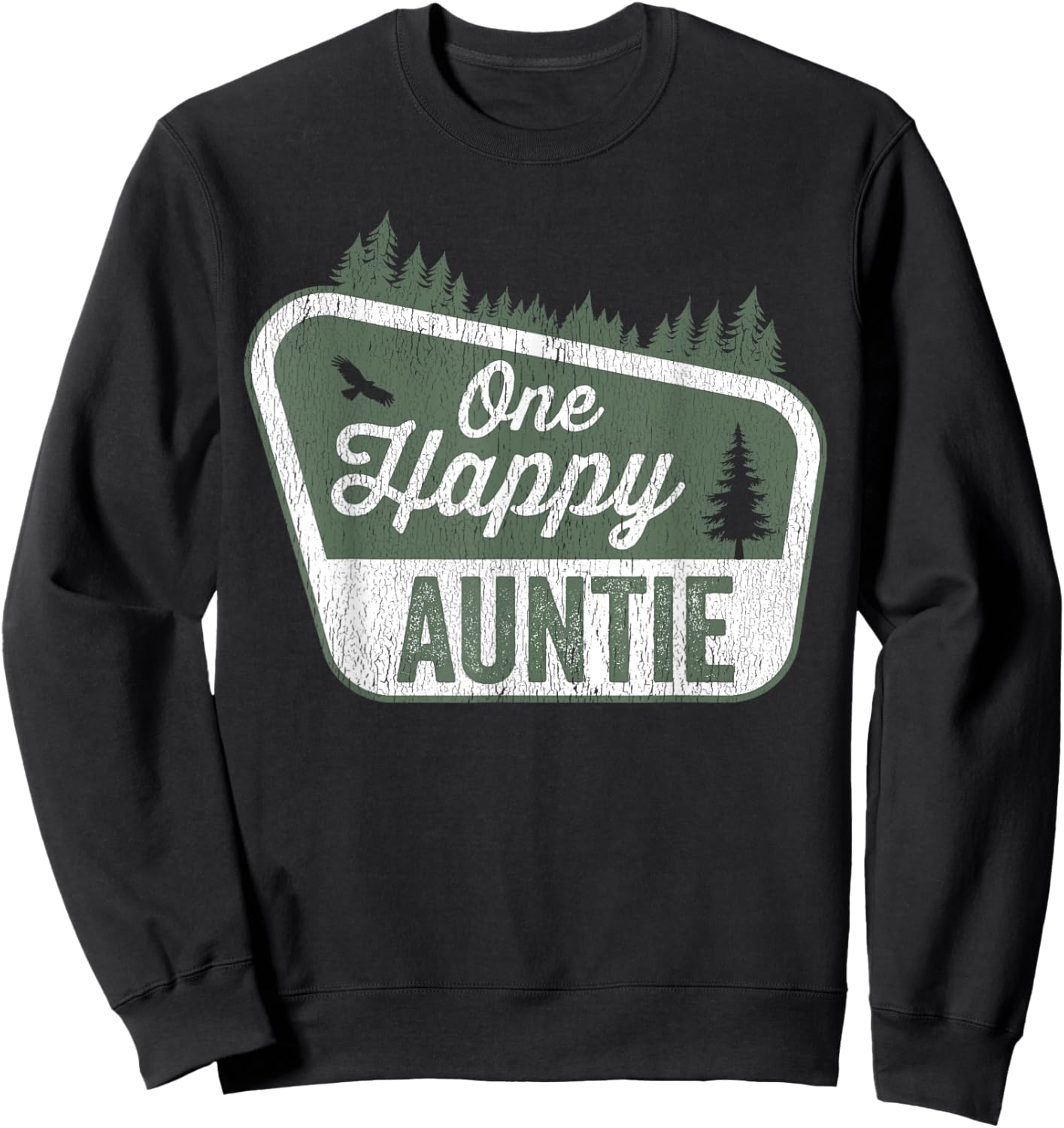 One Happy Auntie Matching Family Birthday Party Camping Sweatshirt - Sweatshirt | Black
