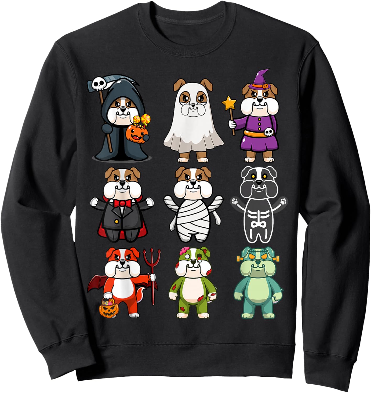 Bulldog Spooky Boo-Jee Horror Pumpkin Bulldog Halloween Sweatshirt - Sweatshirt | Black