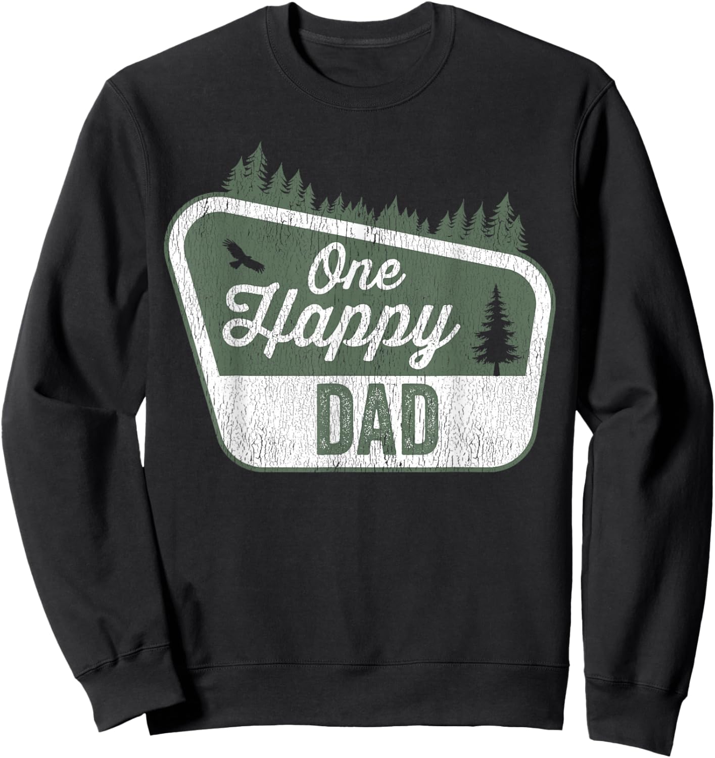 One Happy Dad Matching Family Birthday Party Camping Sweatshirt - Sweatshirt | Black