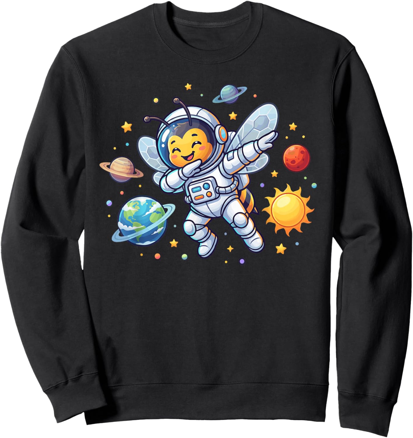 Bee Astronaut Dabbing Funny Space Animal for Kids Sweatshirt - Sweatshirt | Black