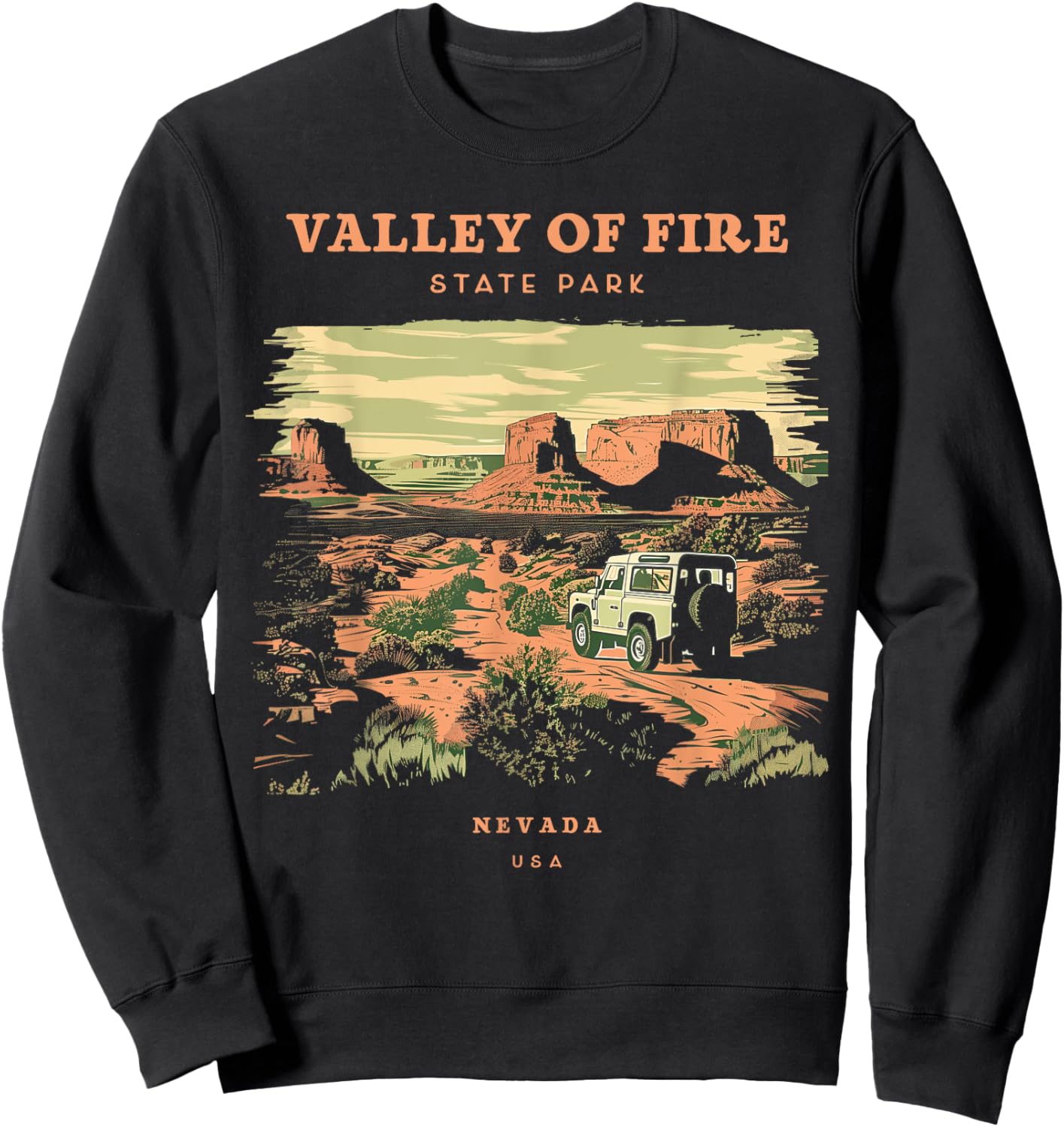 Valley of Fire State Park Nevada Retro Vintage Sweatshirt - Sweatshirt | Black