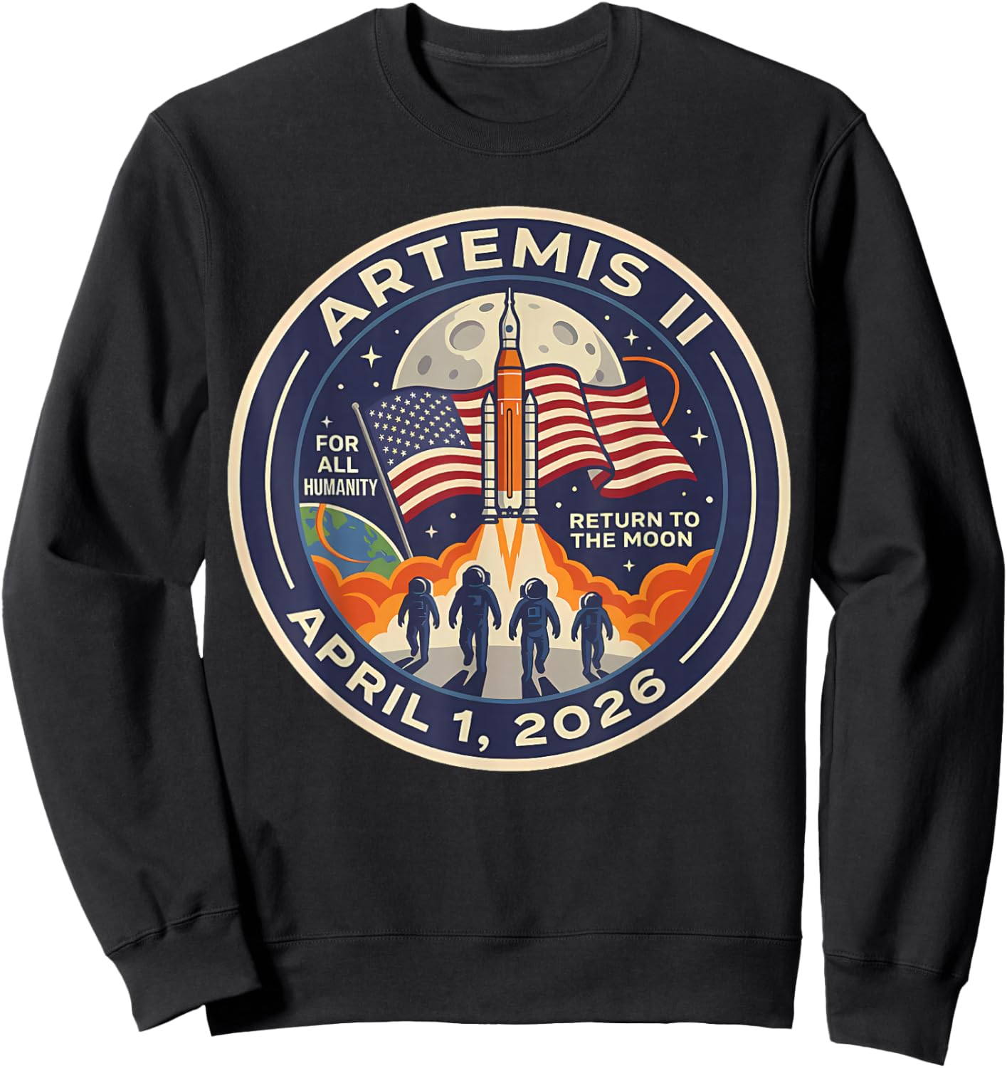 Artemis II Launch to The Moon 2026 Sweatshirt - Sweatshirt | Black