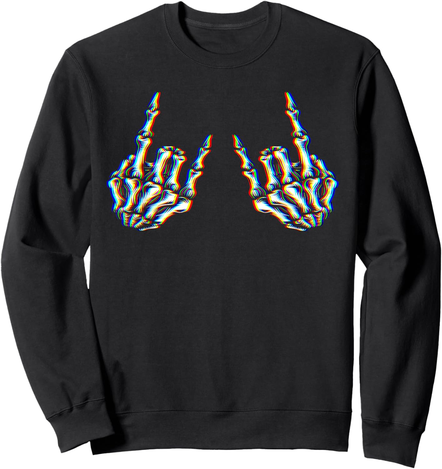 Punk Rock Skeleton Cool Rocker Psychedelic Trippy Rave Party Sweatshirt - Sweatshirt | Black