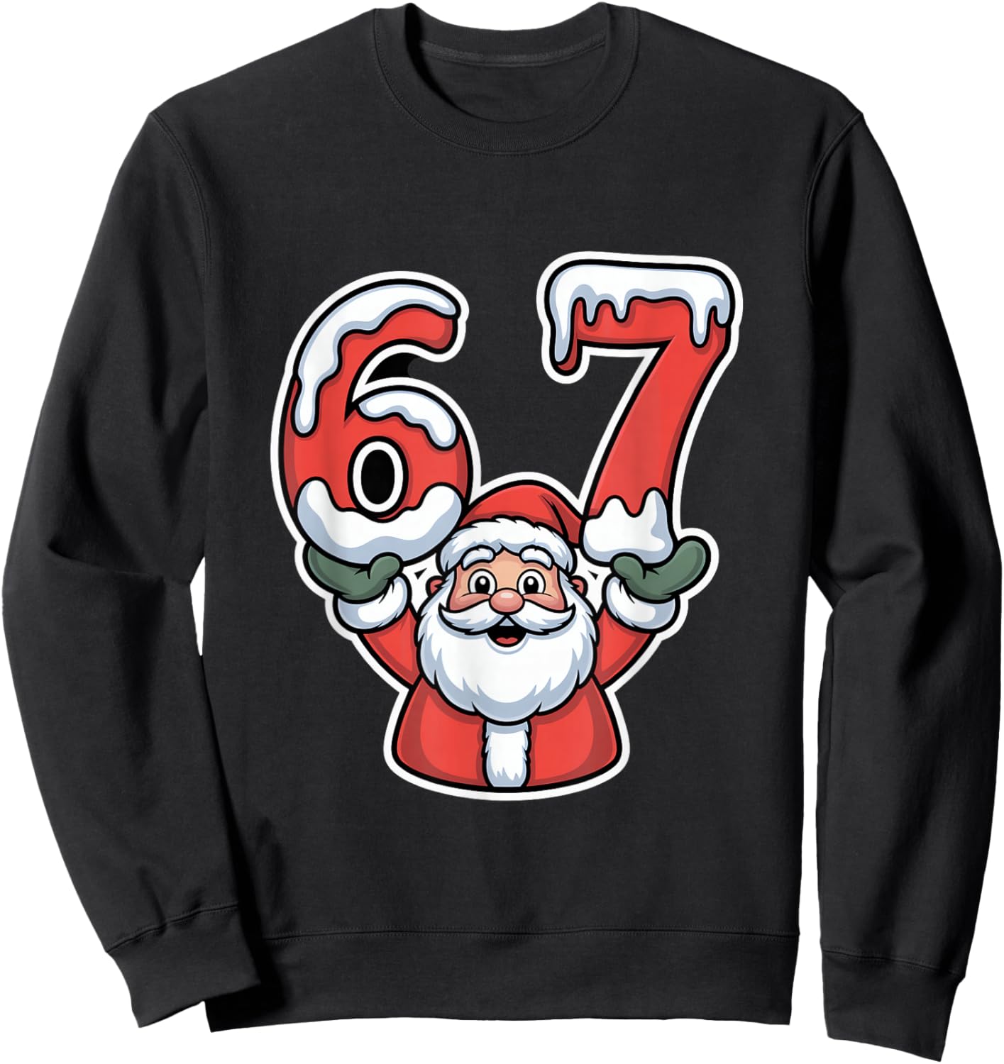 Merry Christmas 67 Snowy Numbers Santa Claus Sweatshirt - Sweatshirt | Black