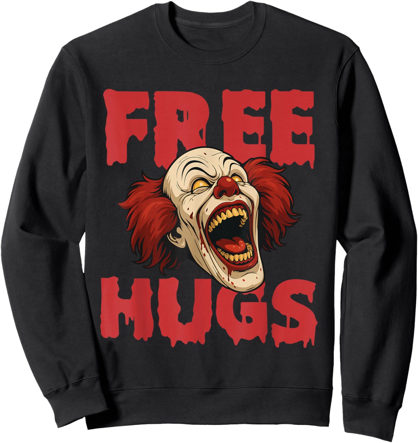 Free Hugs - Spooky Evil Scary Horror Clown Halloween Sweatshirt - Sweatshirt | Black