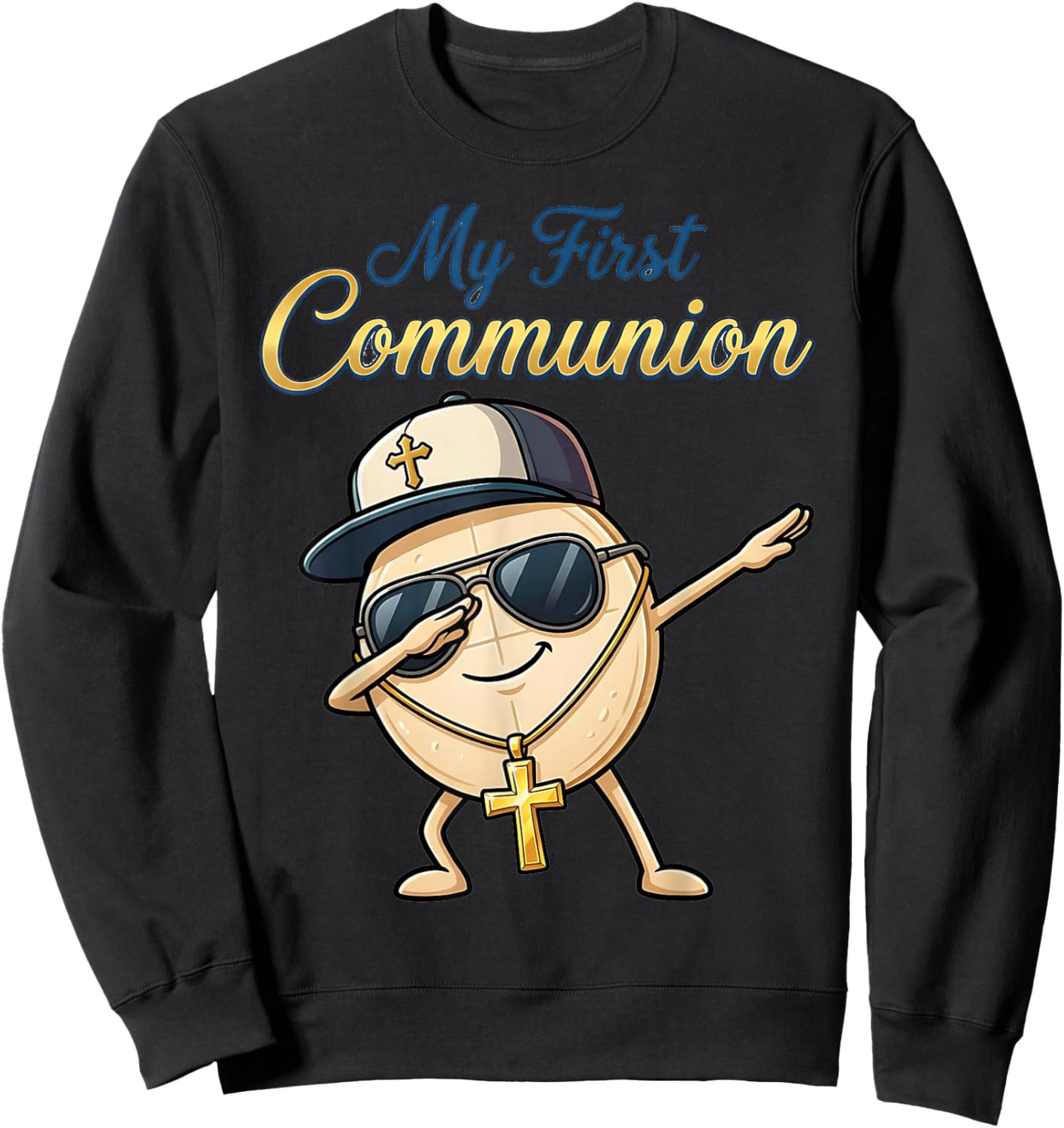 My First Communion Dabbing Wafer 1st Communion Boys Funny Sweatshirt - Sweatshirt | Black