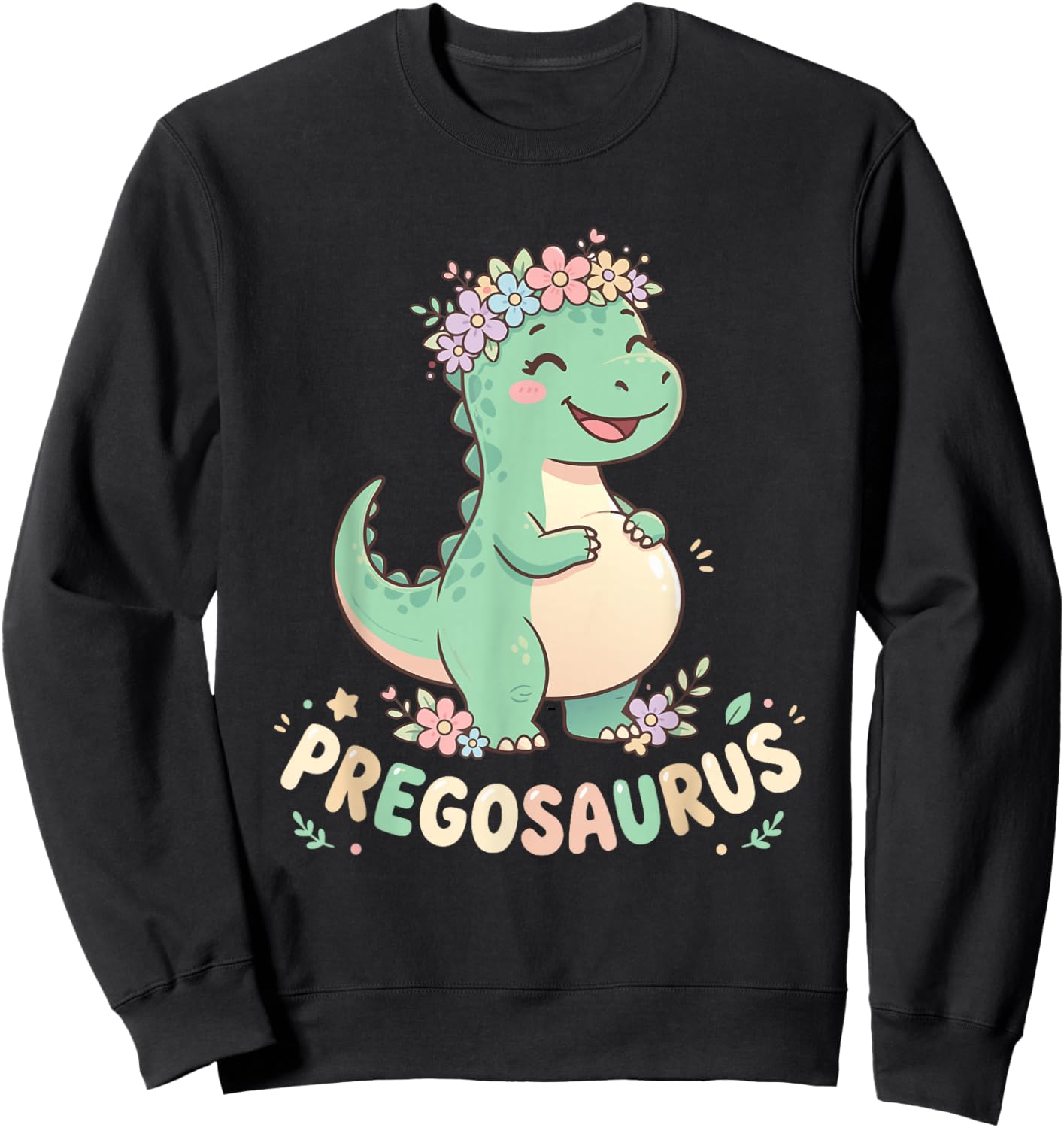 Pregosaurus Cute Dinosaurier Schwangerschaft Ankündigung Sweatshirt - Sweatshirt | Black