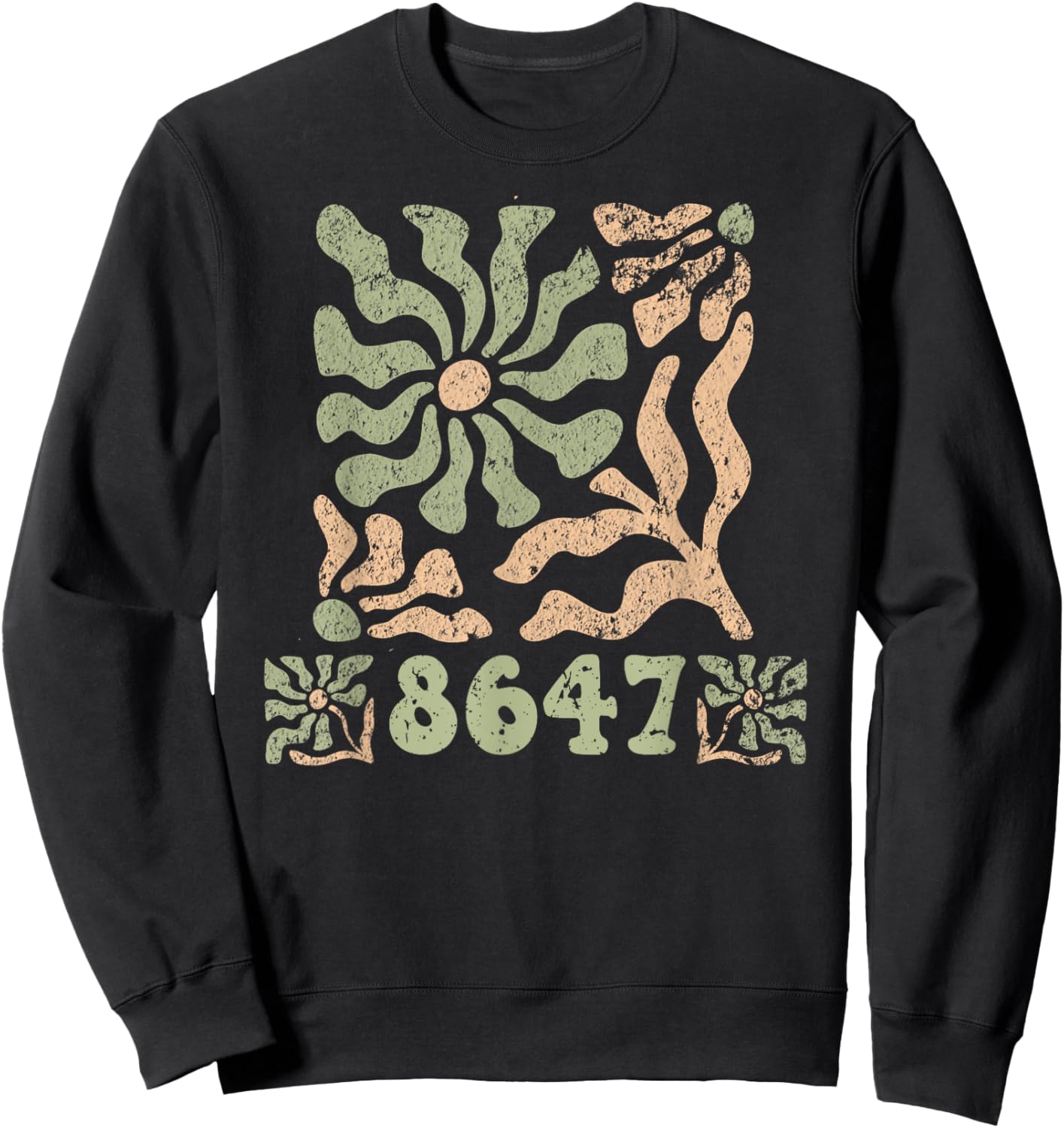 8647 Subtle Anti Trump 86 47 Floral Boho Style Sweatshirt - Sweatshirt | Black