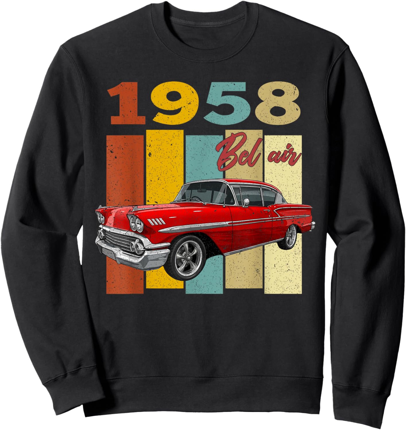 1958 58 Bel air Vintage 90s Silhouette Classic Old Hot Rod Sweatshirt - Sweatshirt | Black