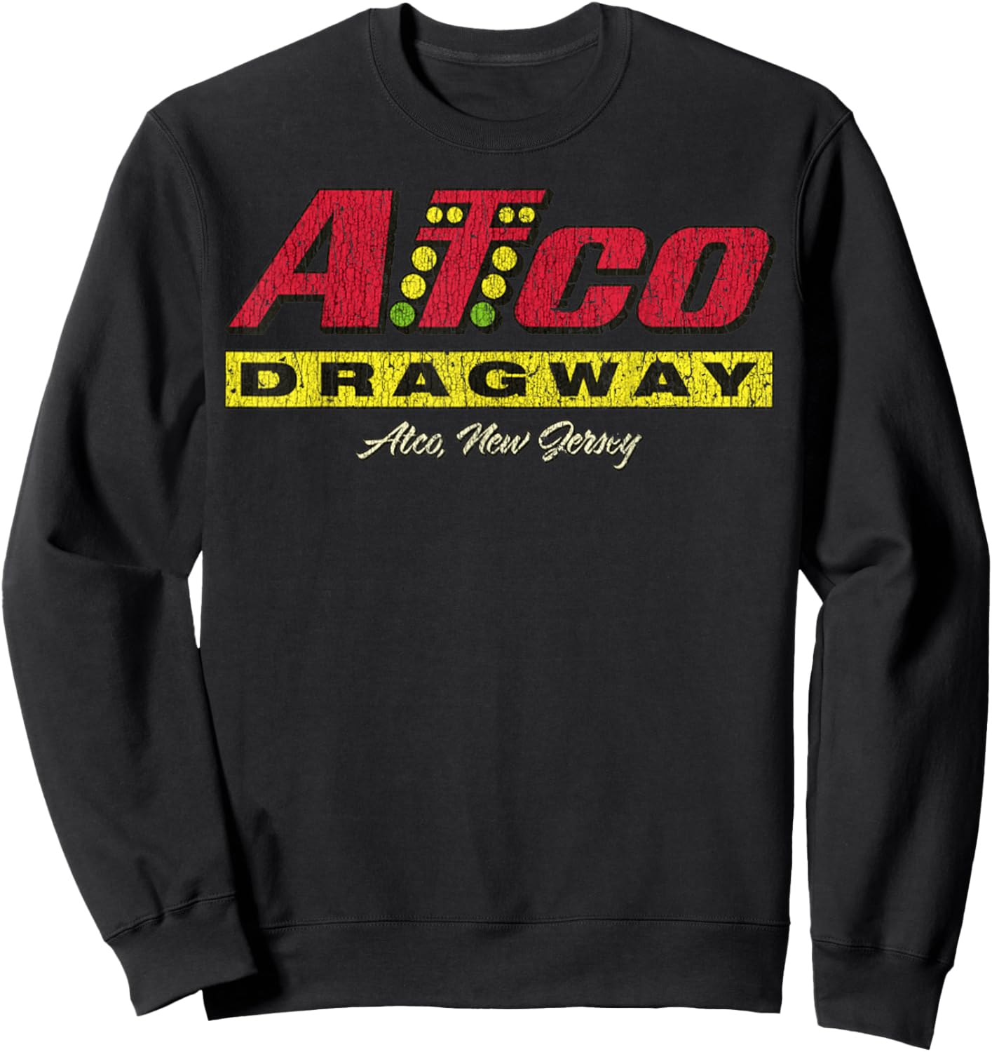 Vintage Drag Racing Retro Christmas Tree Dragway Xmas Sweatshirt - Sweatshirt | Black