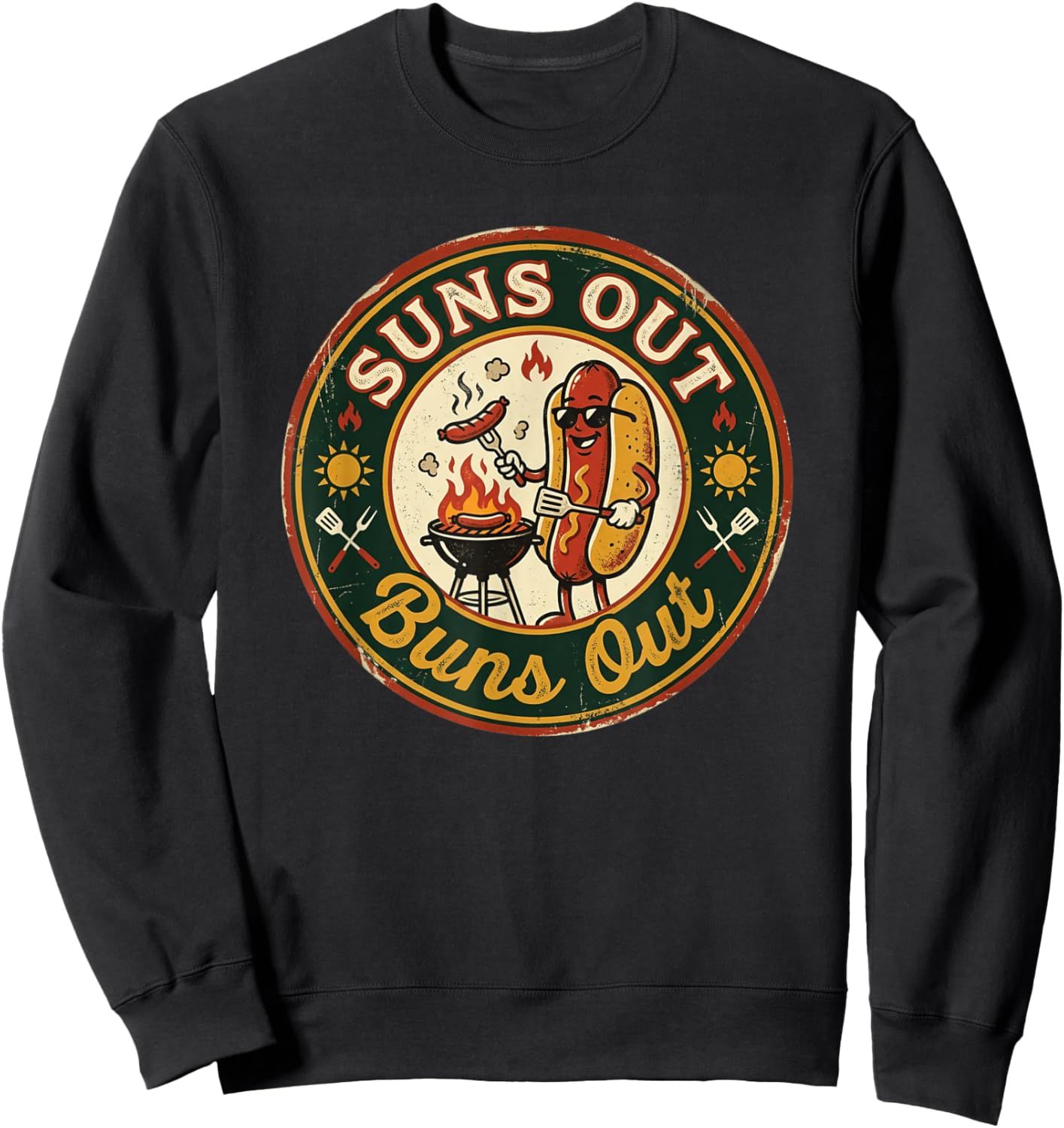 Suns Out Buns Out Funny Hotdog Barbecue grillade Sweatshirt - Sweatshirt | Black