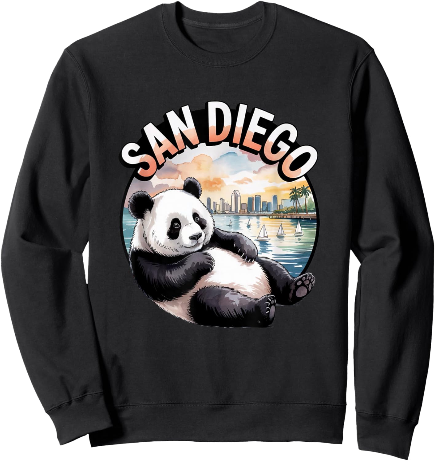 San Diego Panda Cute Animal City Zoo Park Sweatshirt - Sweatshirt | Black