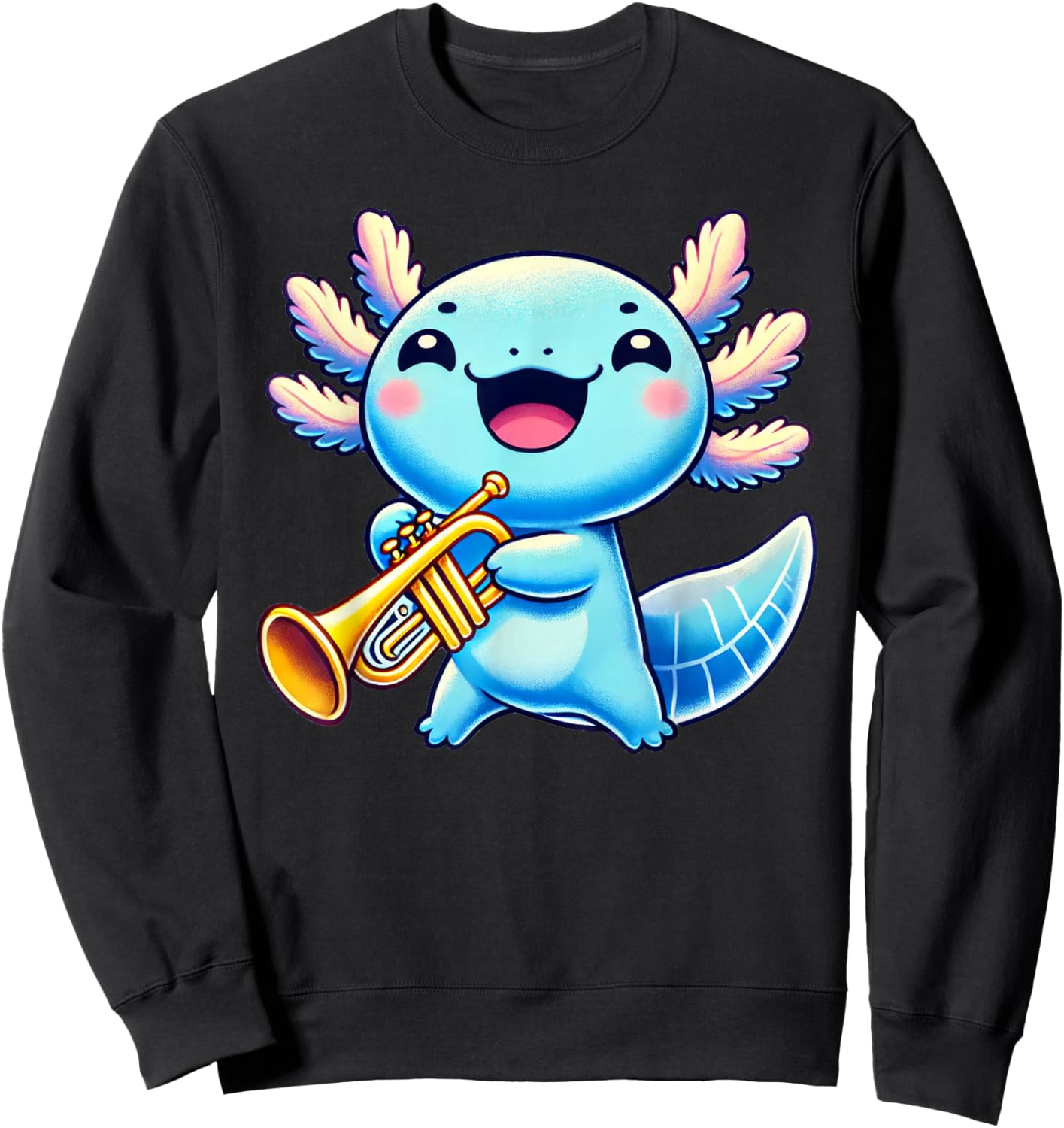 Axolotl Playing Trumpet Axolotls Musician Music Sweatshirt - Sweatshirt | Black