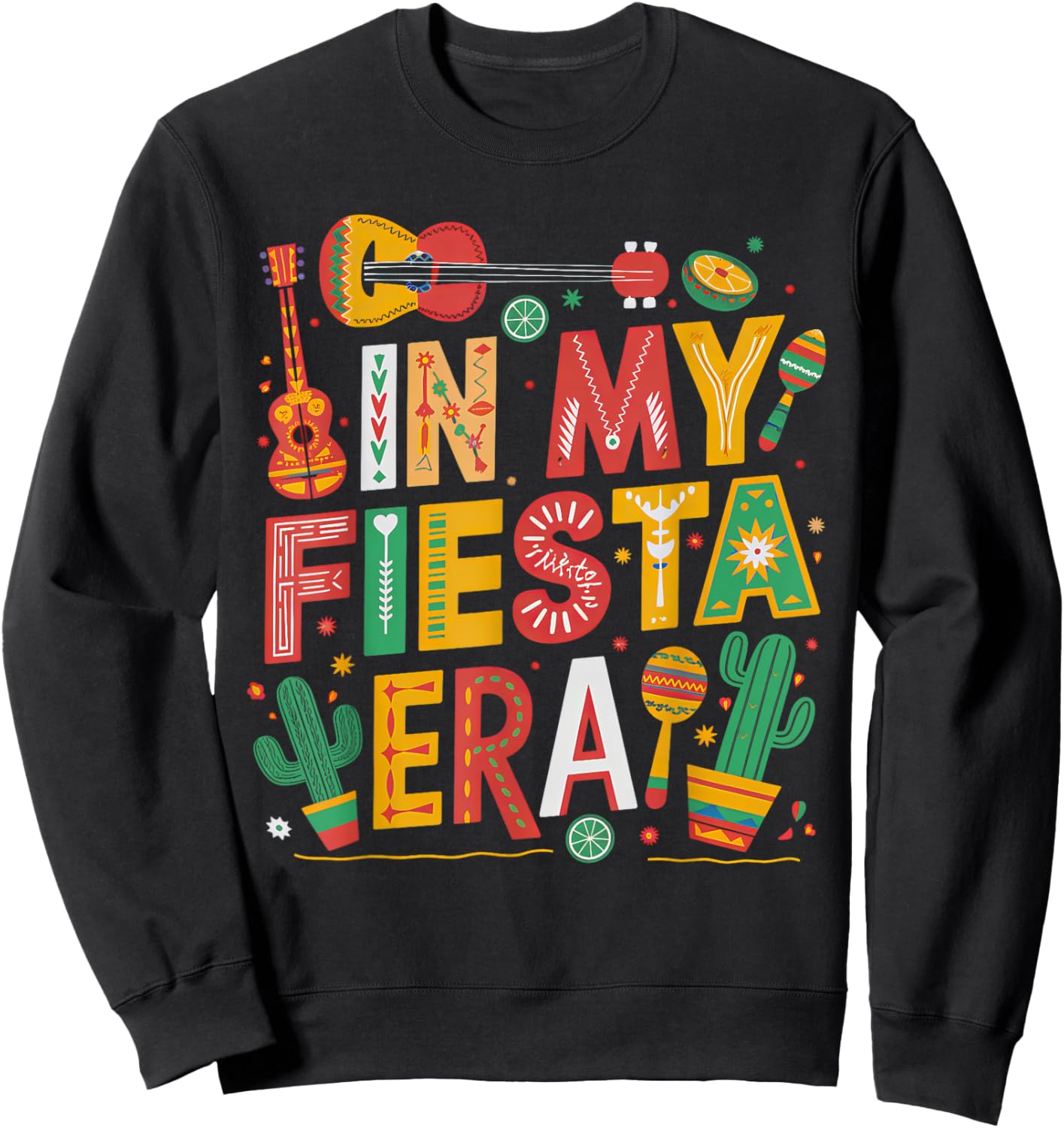 In My Fiesta Era Retro Cinco De Mayo Groovy Girls Sweatshirt - Sweatshirt | Black