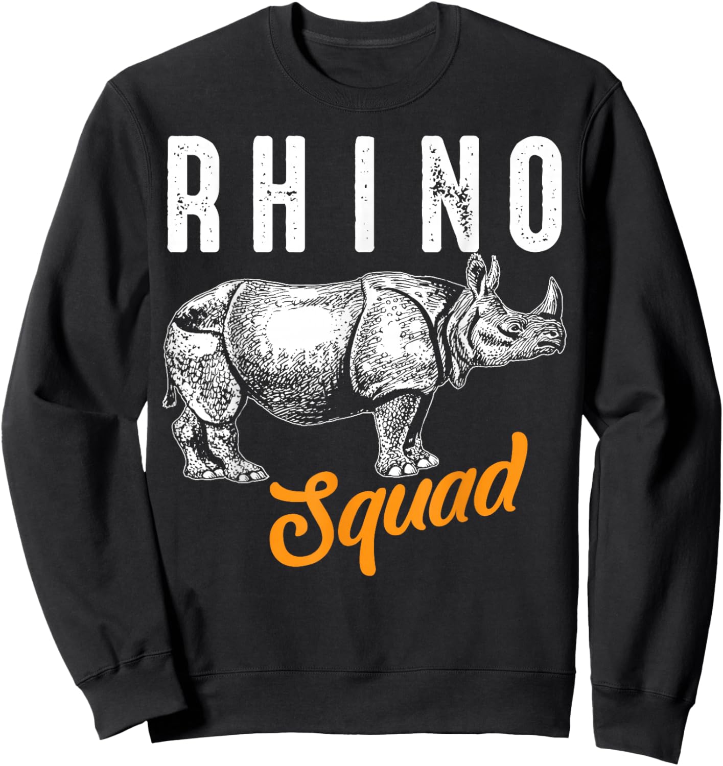 Funny Rhino Art Women Kids Toddler Rhino Lover Sweatshirt - Sweatshirt | Black