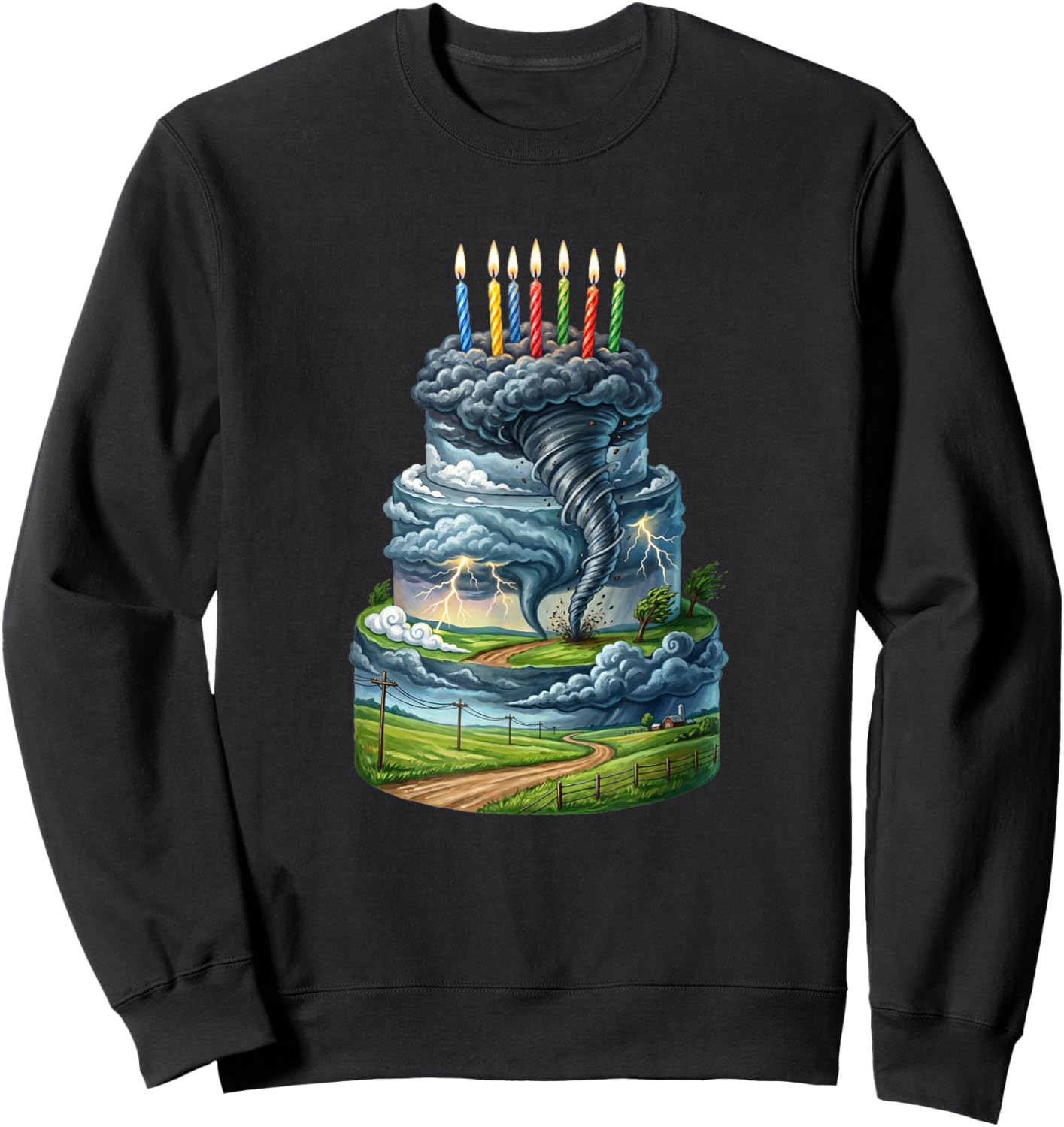 Tornado Storm Chaser Birthday Cake Sweatshirt - Sweatshirt | Black