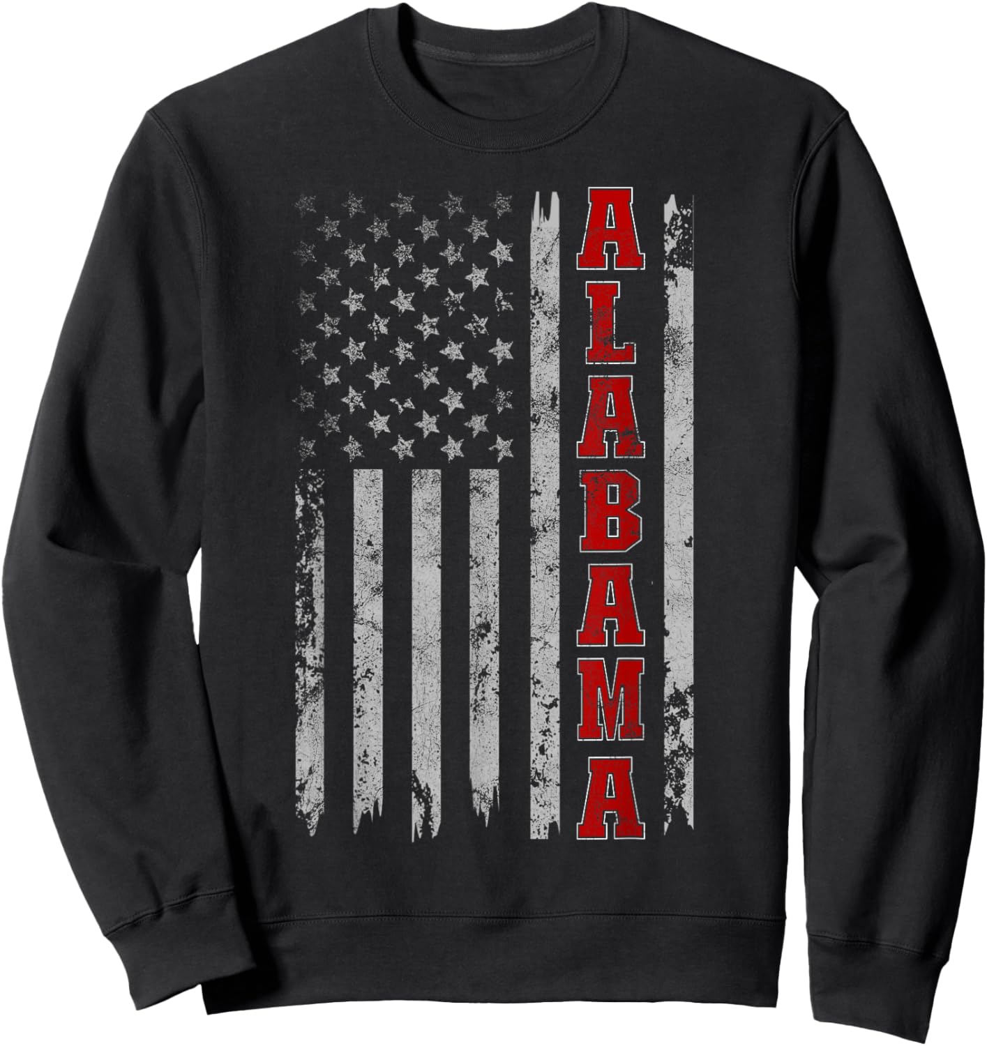 Alabama - Vintage Patriotic USA Flag Football Season Sweatshirt - Sweatshirt | Black