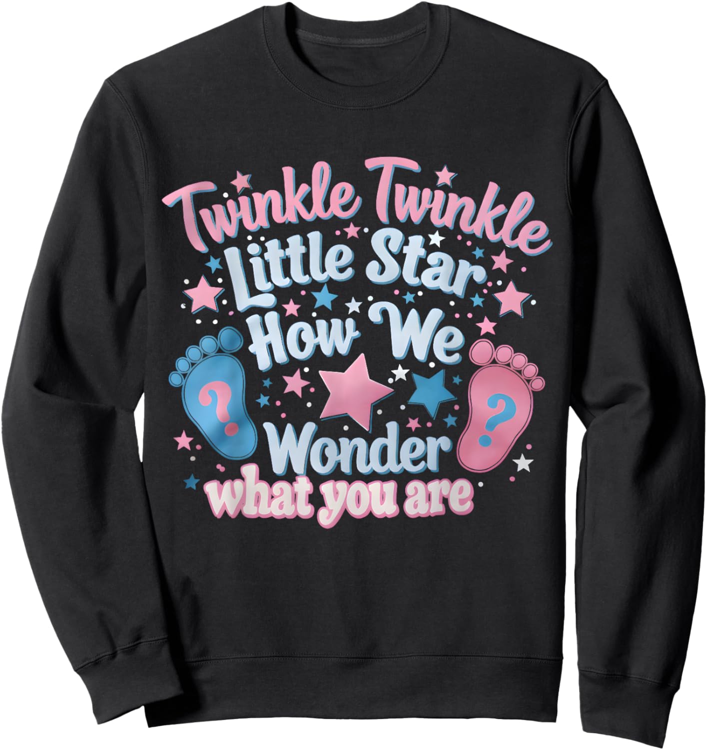 Twinkle Twinkle Little Star Gender Reveal Baby Shower Sweatshirt - Sweatshirt | Black