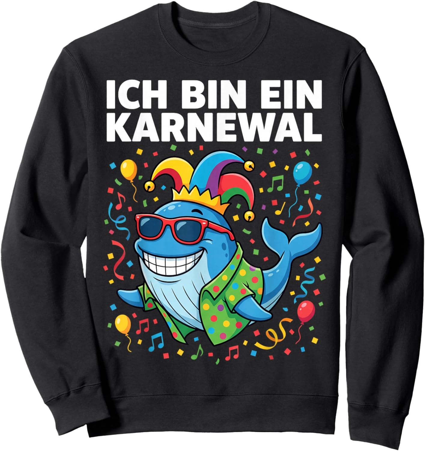 Fasching Ich Bin EIN Karneval 2026 Whale Costume Men's Funny Sweatshirt - Sweatshirt | Black