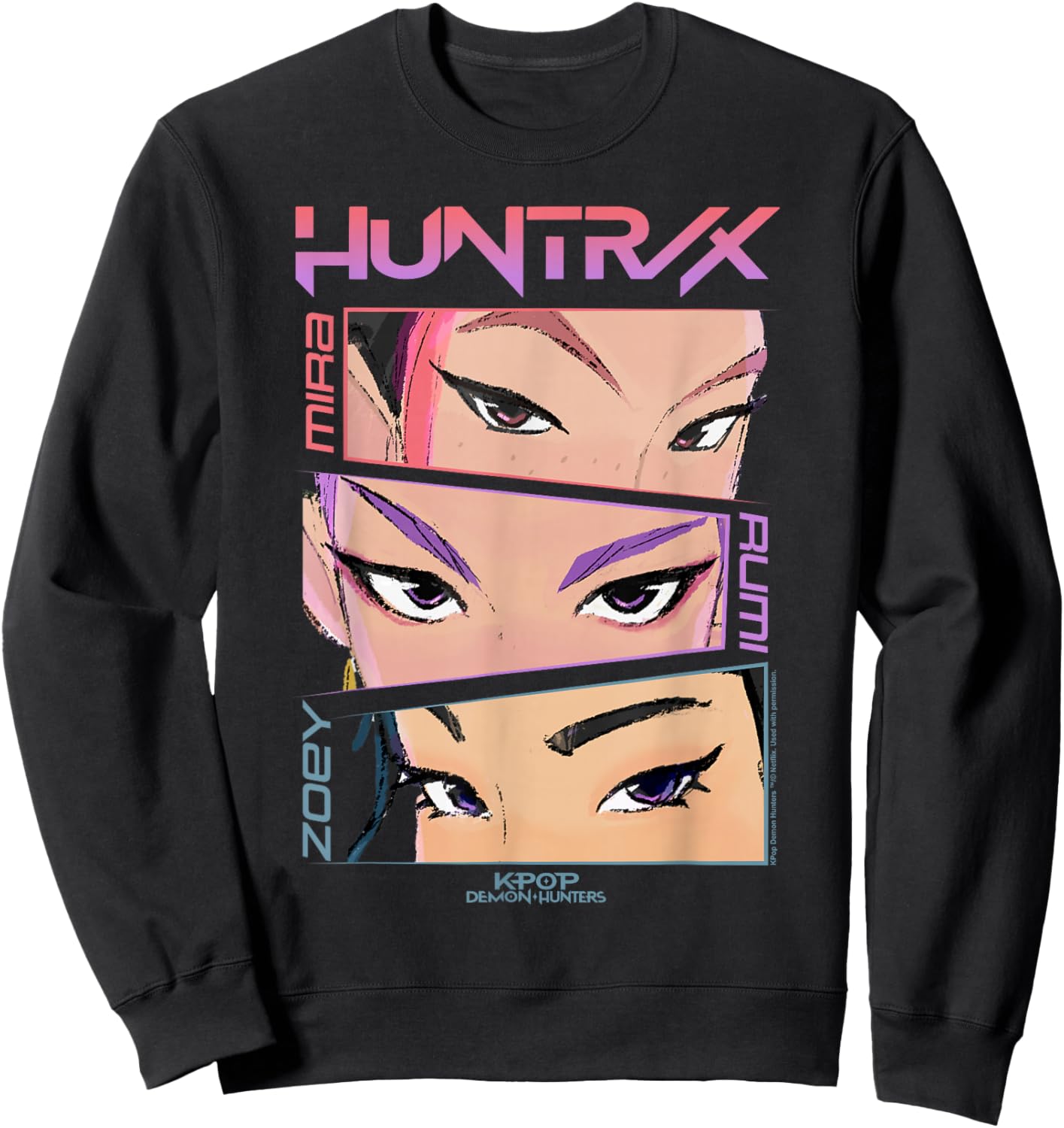 KPop Demon Hunters Huntrix Eyes Comic Strip Sweatshirt - Sweatshirt | Black