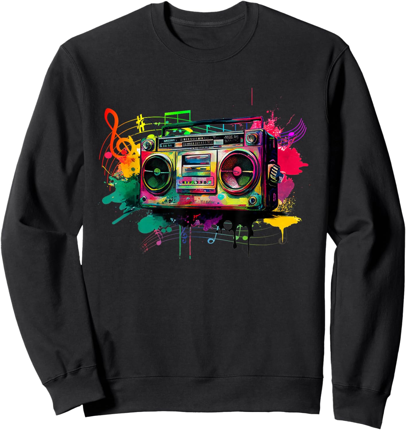 Ghetto Blaster 80's 90's Hip Hip Rap Sweatshirt - Sweatshirt | Black