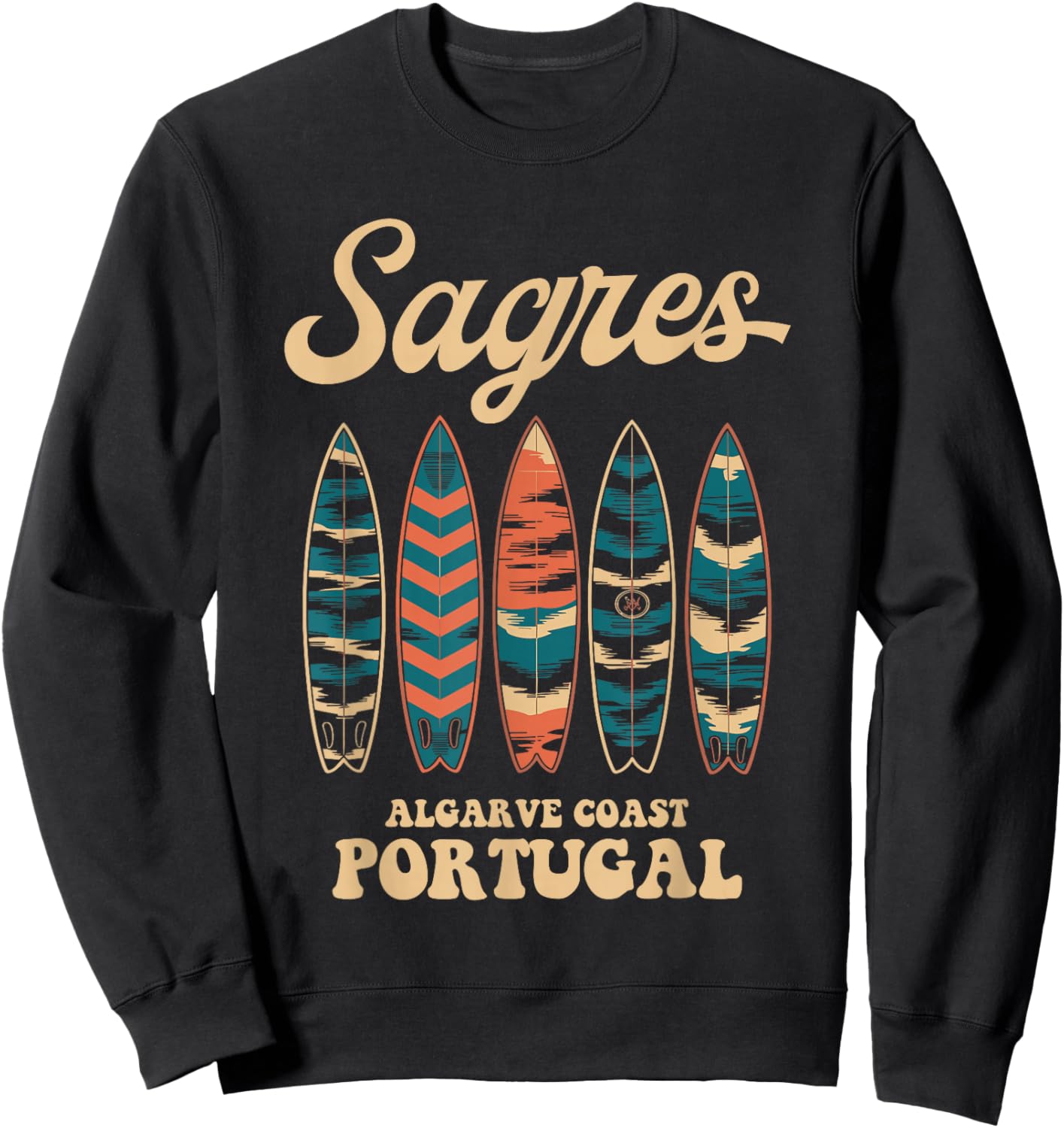 Sagres Algarve Coast Portugal Surfboard Surfing Souvenir Sweatshirt - Sweatshirt | Black