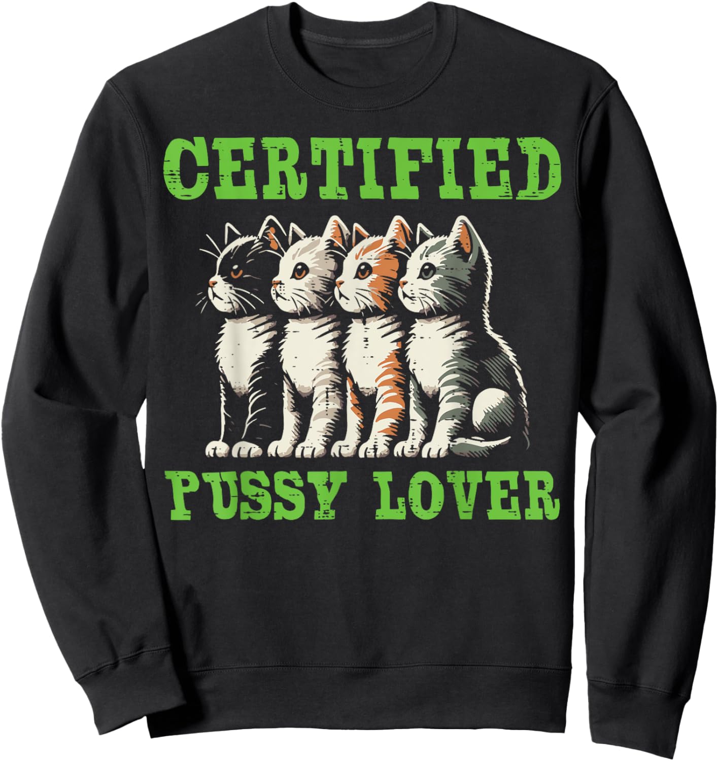 Cats Certified Cat Lover Funny Inappropriate Humor Men Women Sweatshirt - Sweatshirt | Black