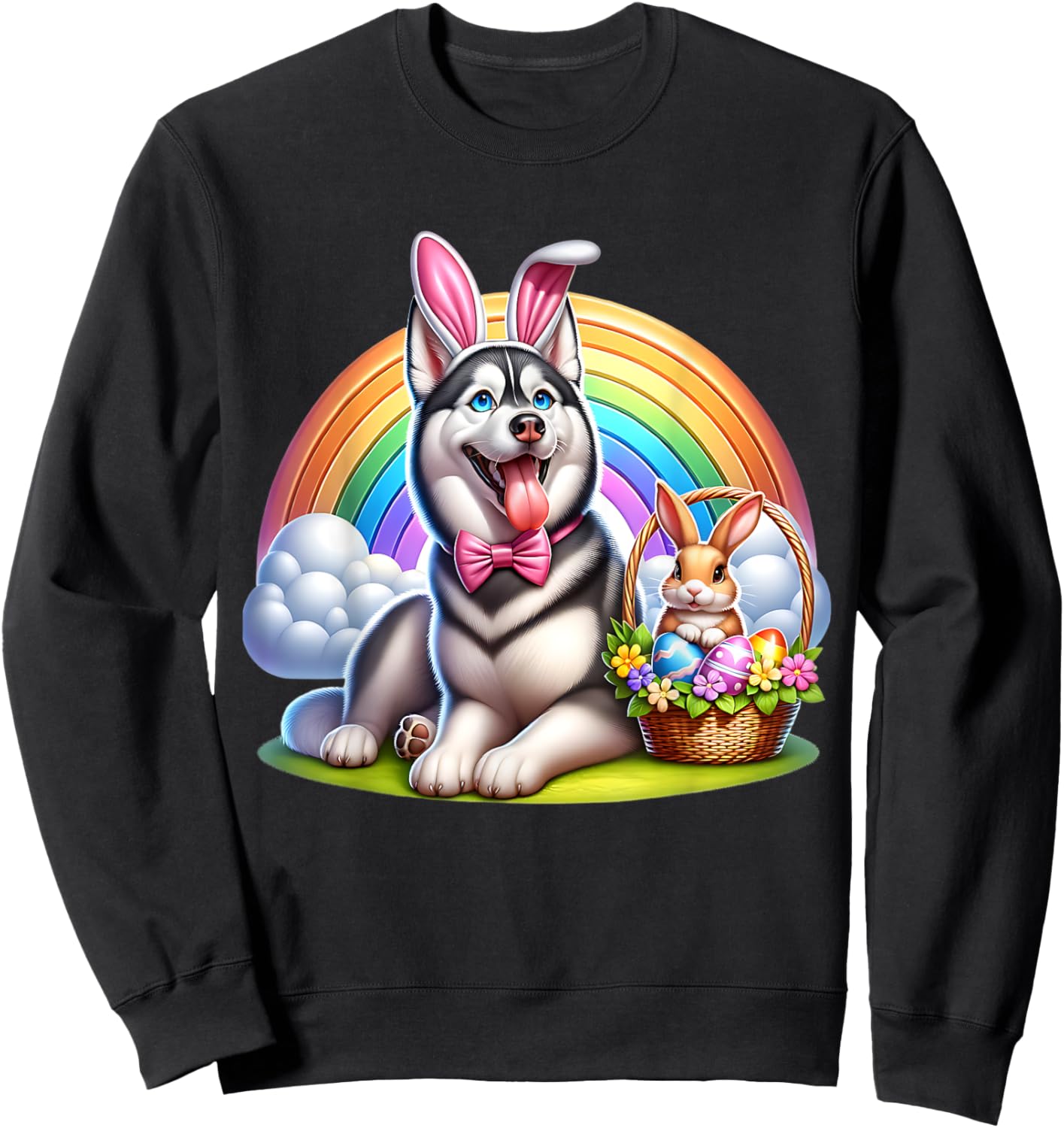 Husky Happy Easter Husky Sweatshirt - Sweatshirt | Black