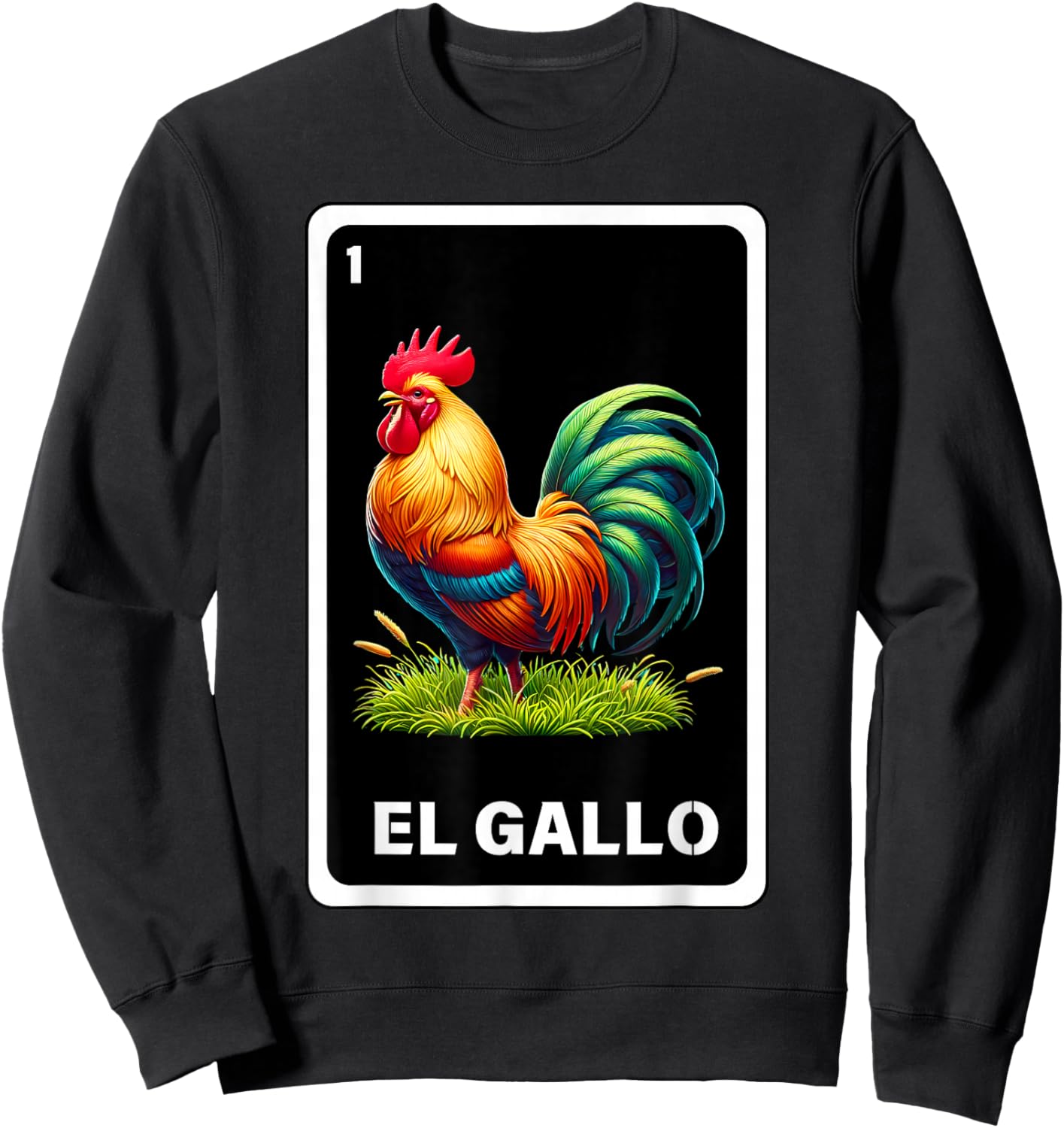 El Gallo Mexican Lottery Bingo Game Traditional Rooster Card Sweatshirt - Sweatshirt | Black