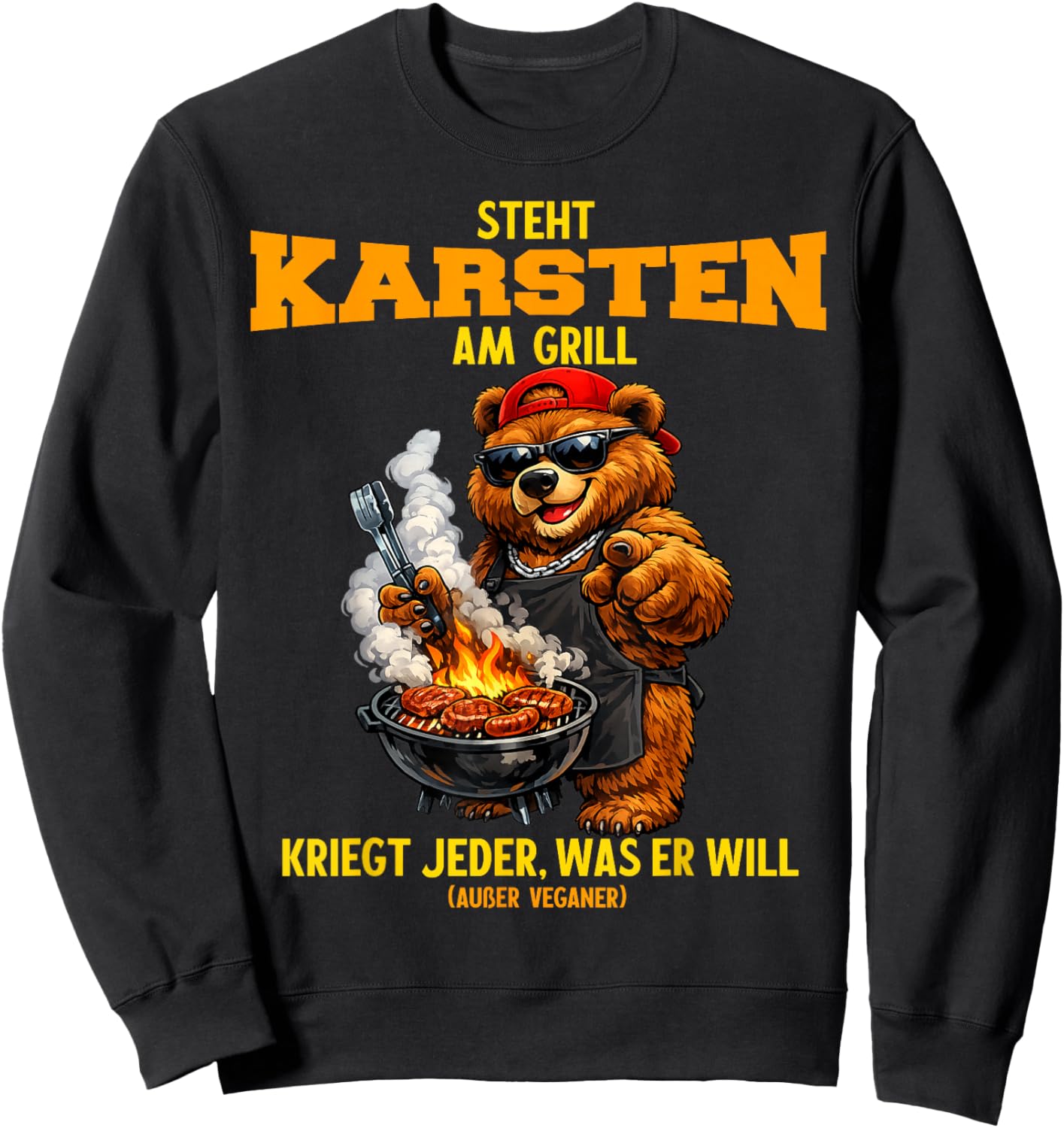 Steht Karsten am Grill - lustiger Spruch Bär Namen Grillen Sweatshirt - Sweatshirt | Black