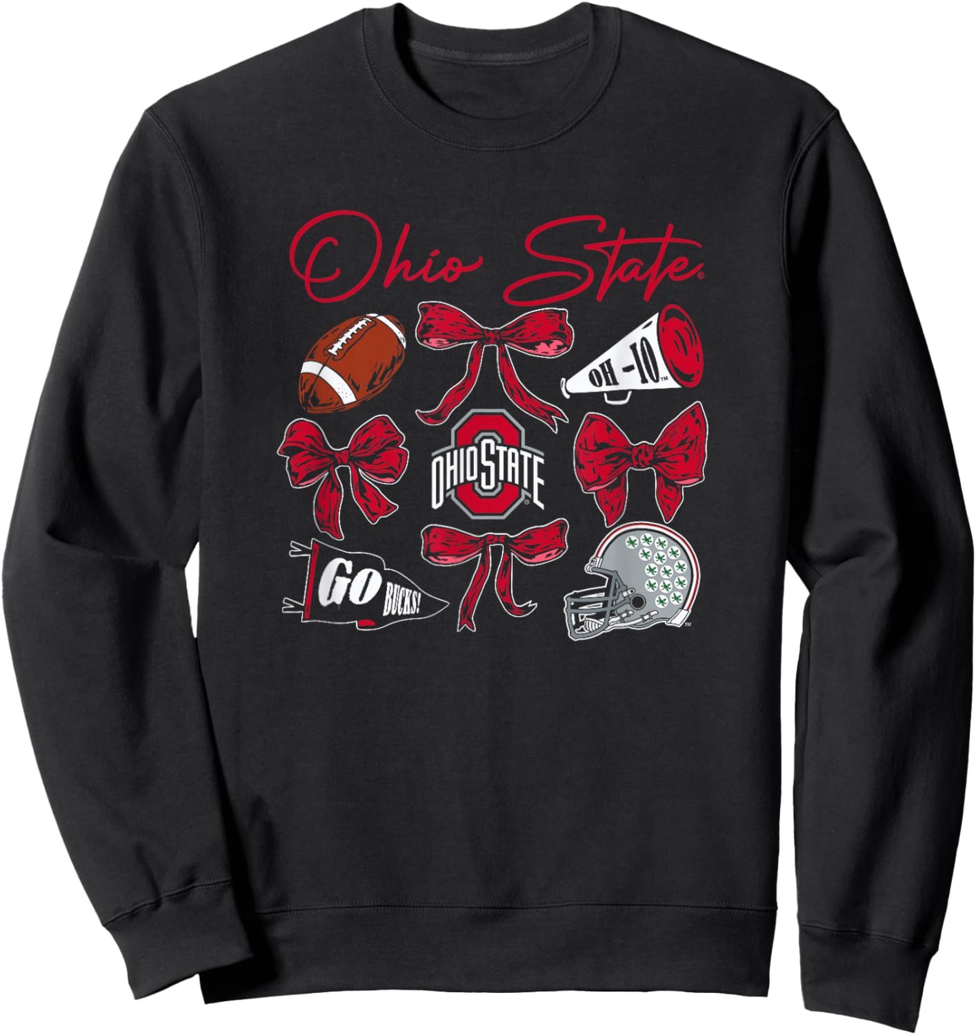 Ohio State Buckeyes Football Bows Black Officially Licensed Sweatshirt - Sweatshirt | Black