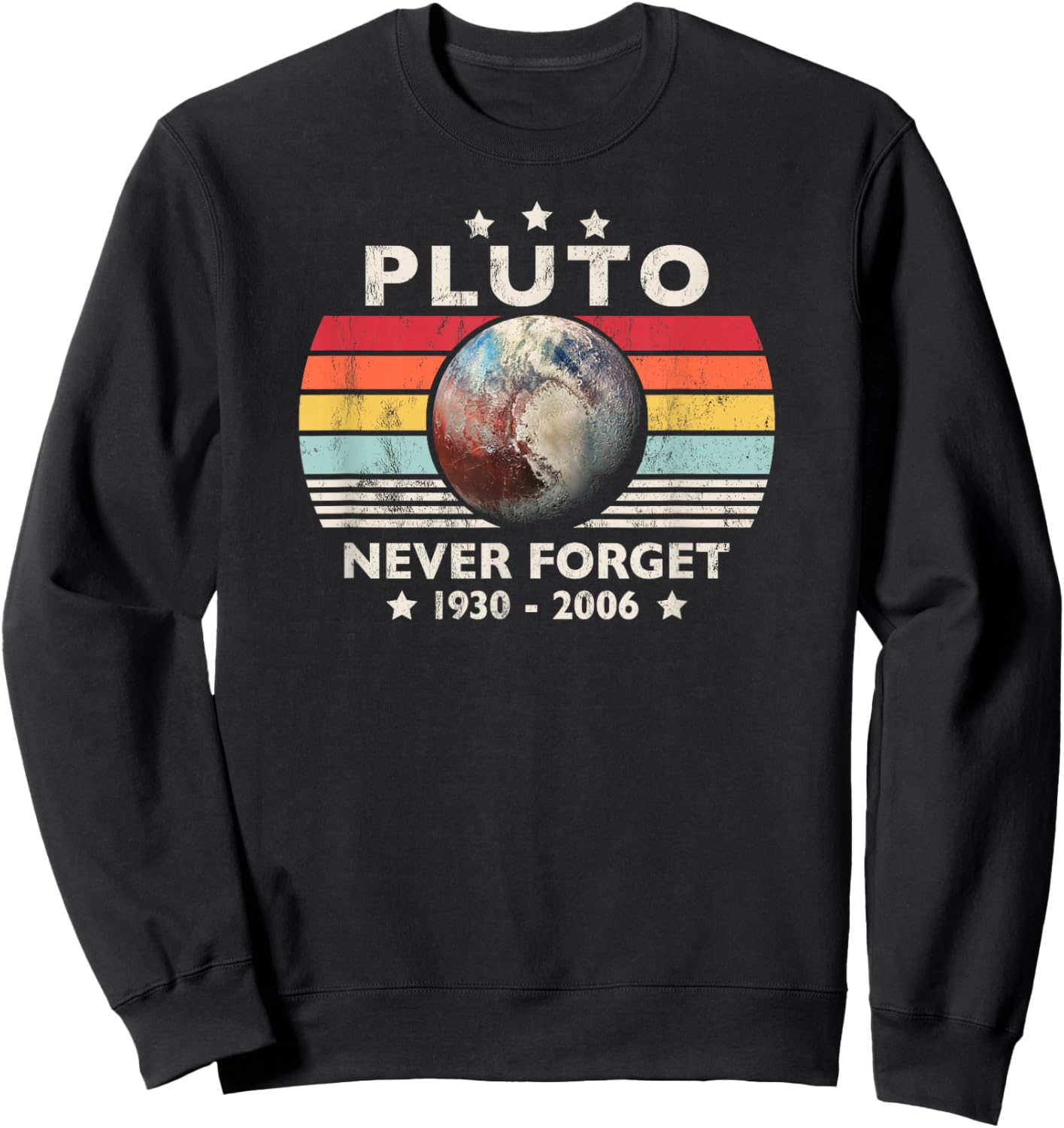 Pluto Never Forget 1930-2006 Remembering Our Lost Planet Sweatshirt - Sweatshirt | Black