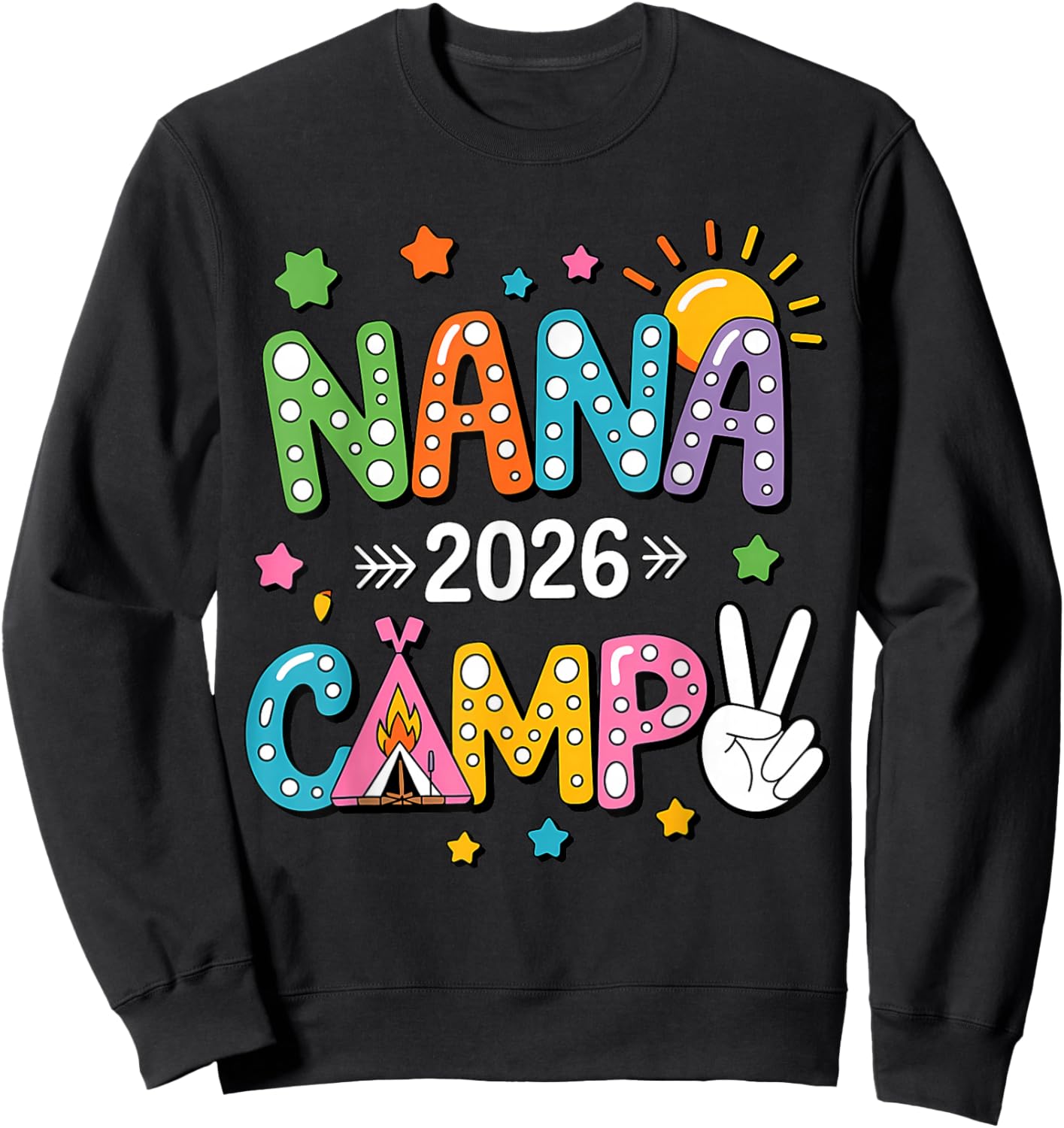 Nana Camp 2026 Family Vacation Summer Camping Crew Kids Sweatshirt - Sweatshirt | Black