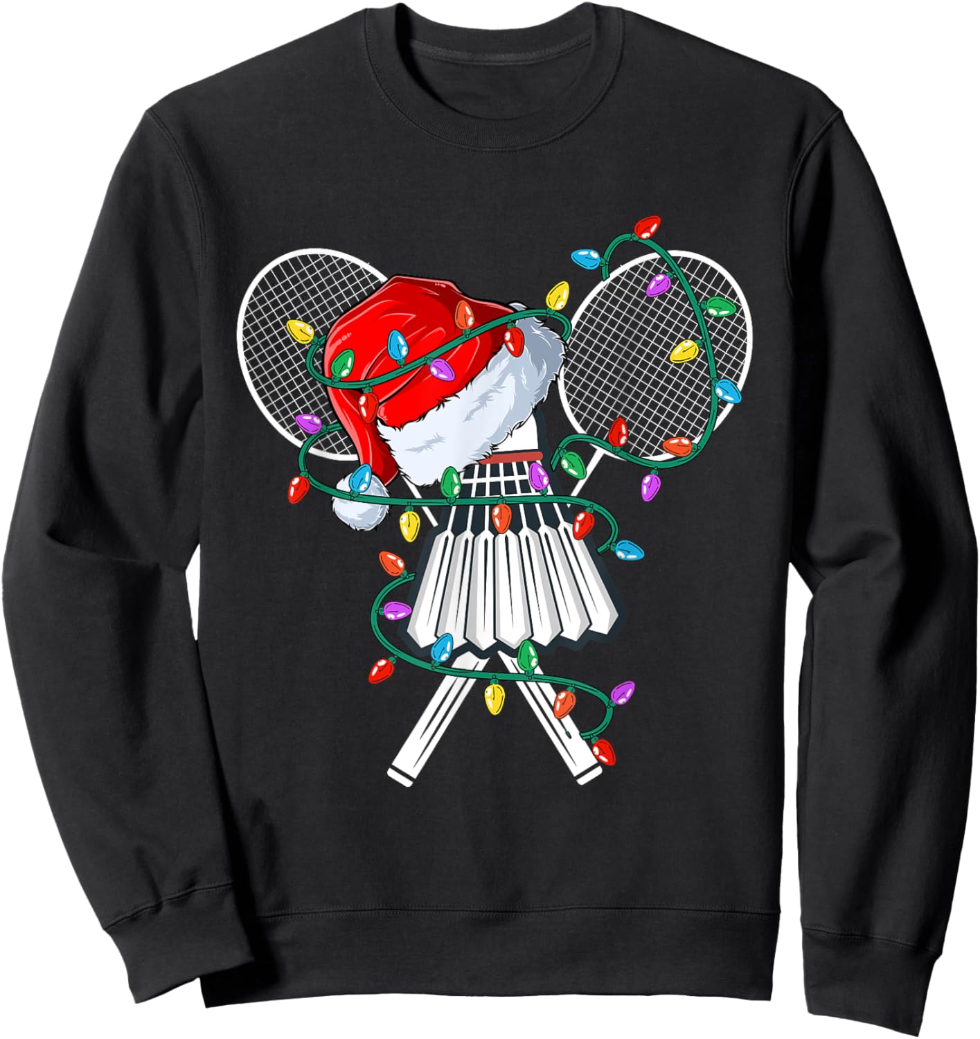 Christmas Badminton Xmas Santa Sports Hat Kids Sweatshirt - Sweatshirt | Black
