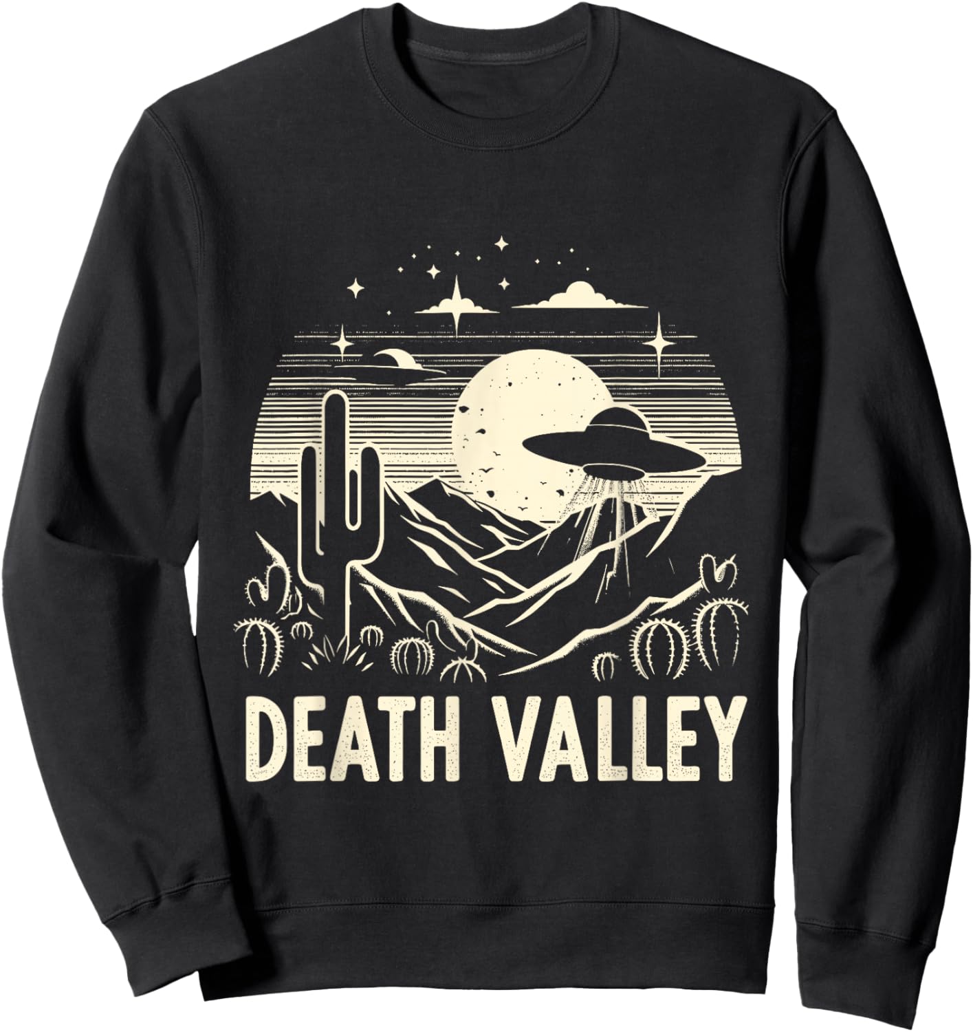 Death Valley National Park Souvenir Desert UFO Cactus Sweatshirt - Sweatshirt | Black