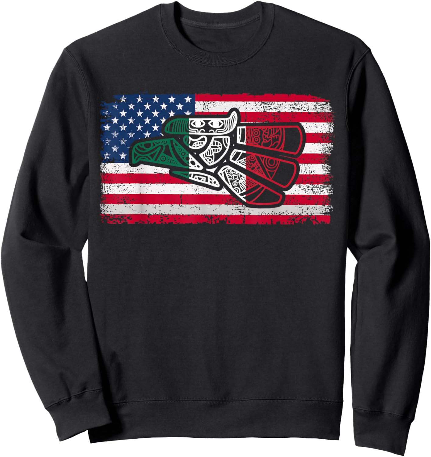 Mexico Vintage Mexican Flag Pride Hecho en Mexico Jersey USA Sweatshirt - Sweatshirt | Black