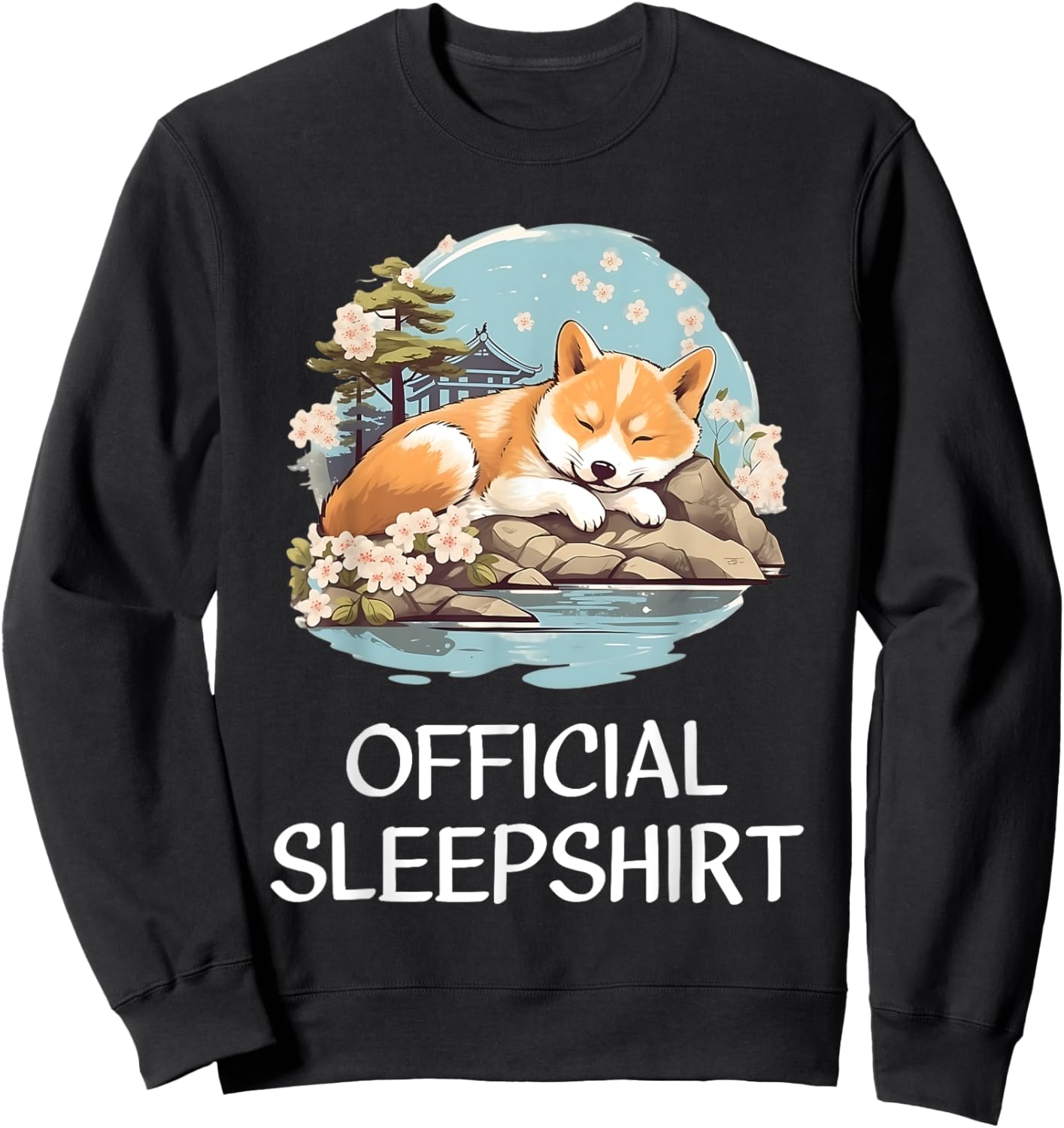 Official Sleep Shirt Shiba Inu Nightshirt Pajama Sleepshirt Sweatshirt - Sweatshirt | Black